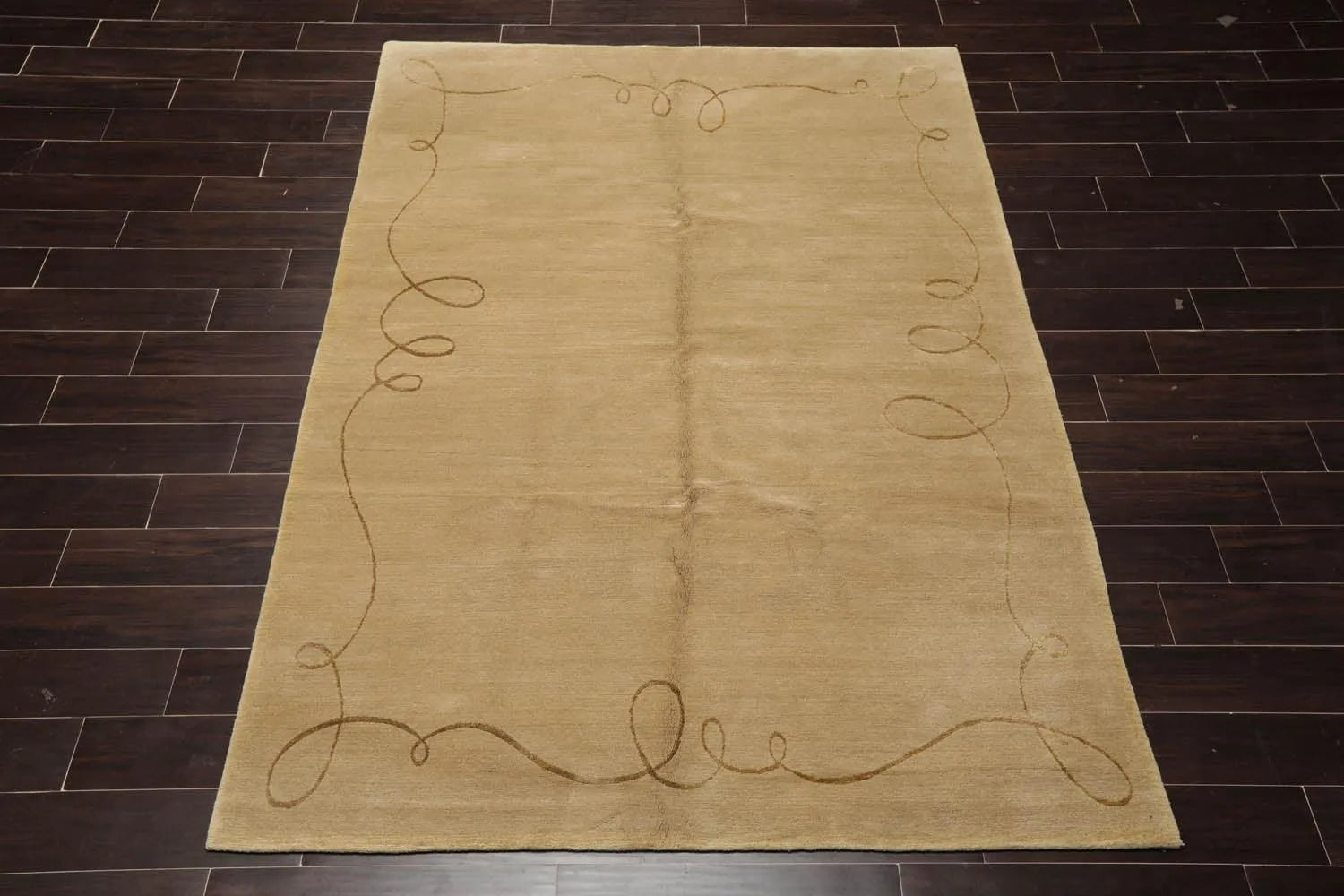 6'x9' Hand Knotted Wool & Silk Tibetan Barbara Barry Area Rug Moss-1