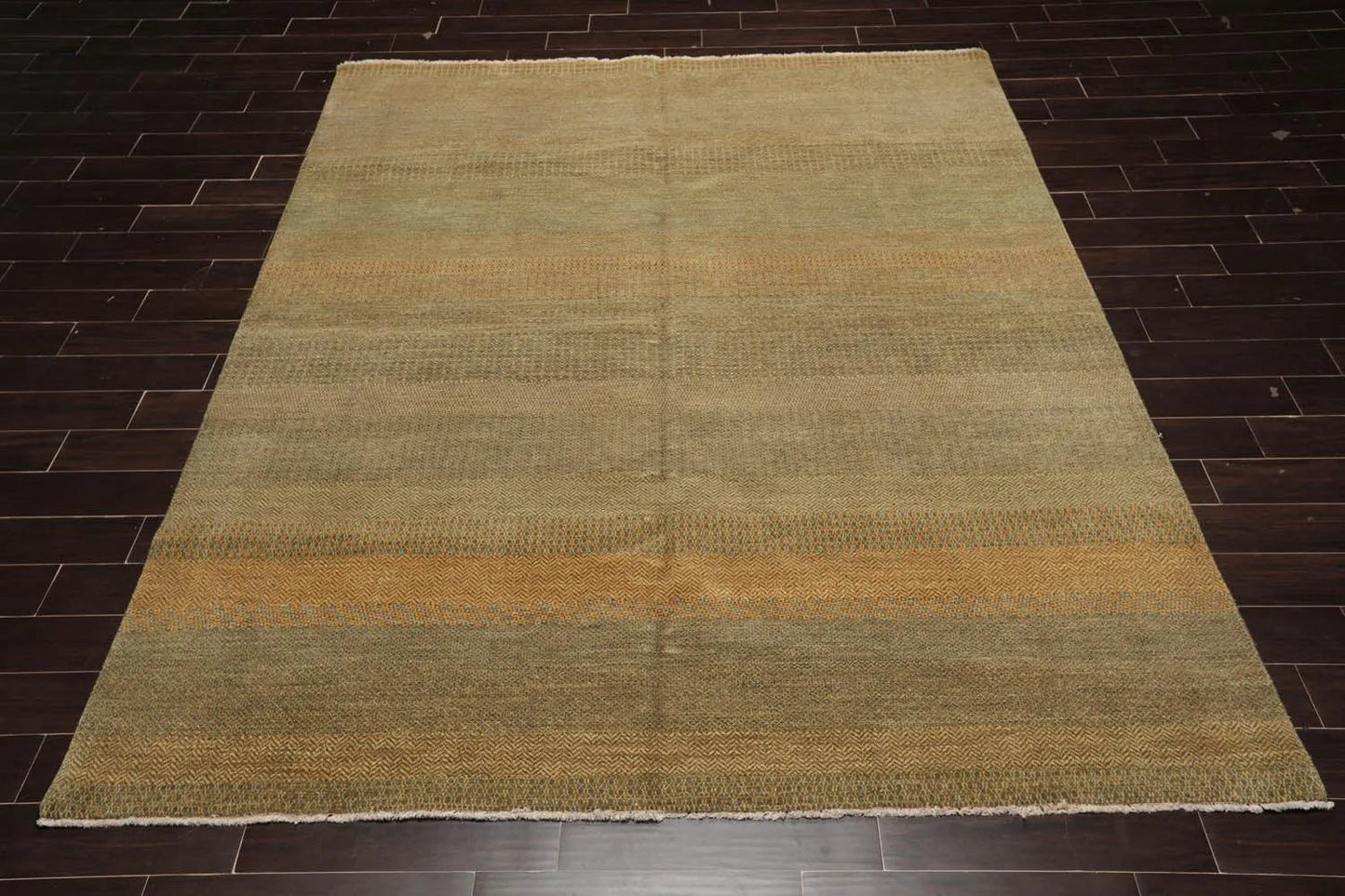 8' x 10' Hand Knotted Wool Tibetan Area Rug Moss Gold-1