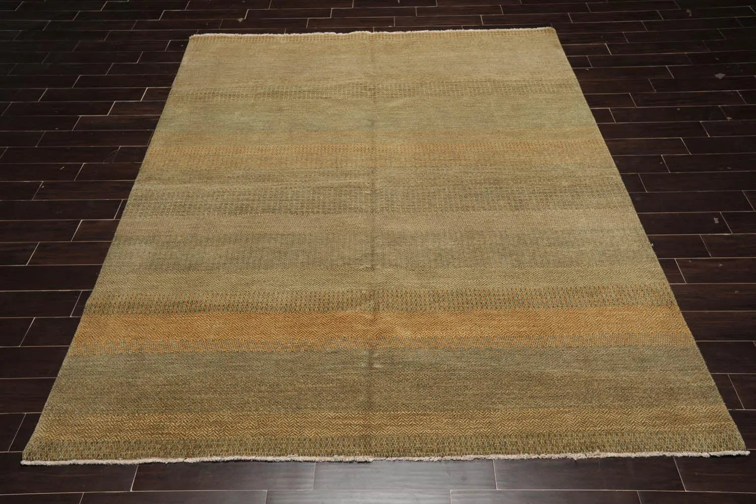 8' x 10' Hand Knotted Wool Tibetan Area Rug Moss Gold-1
