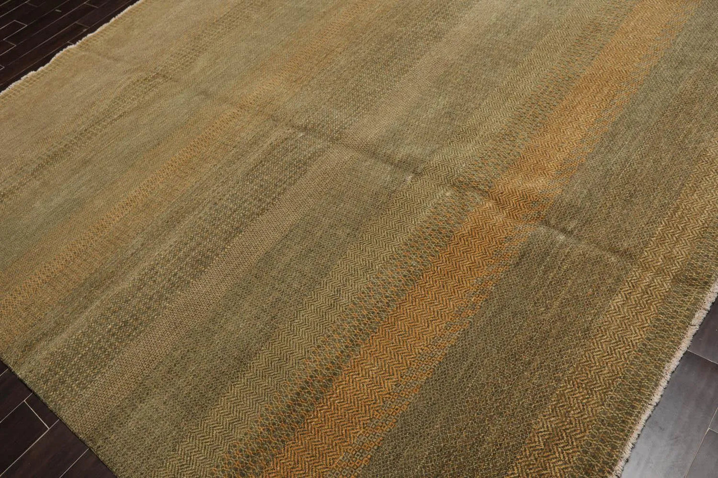8' x 10' Hand Knotted Wool Tibetan Area Rug Moss Gold-2