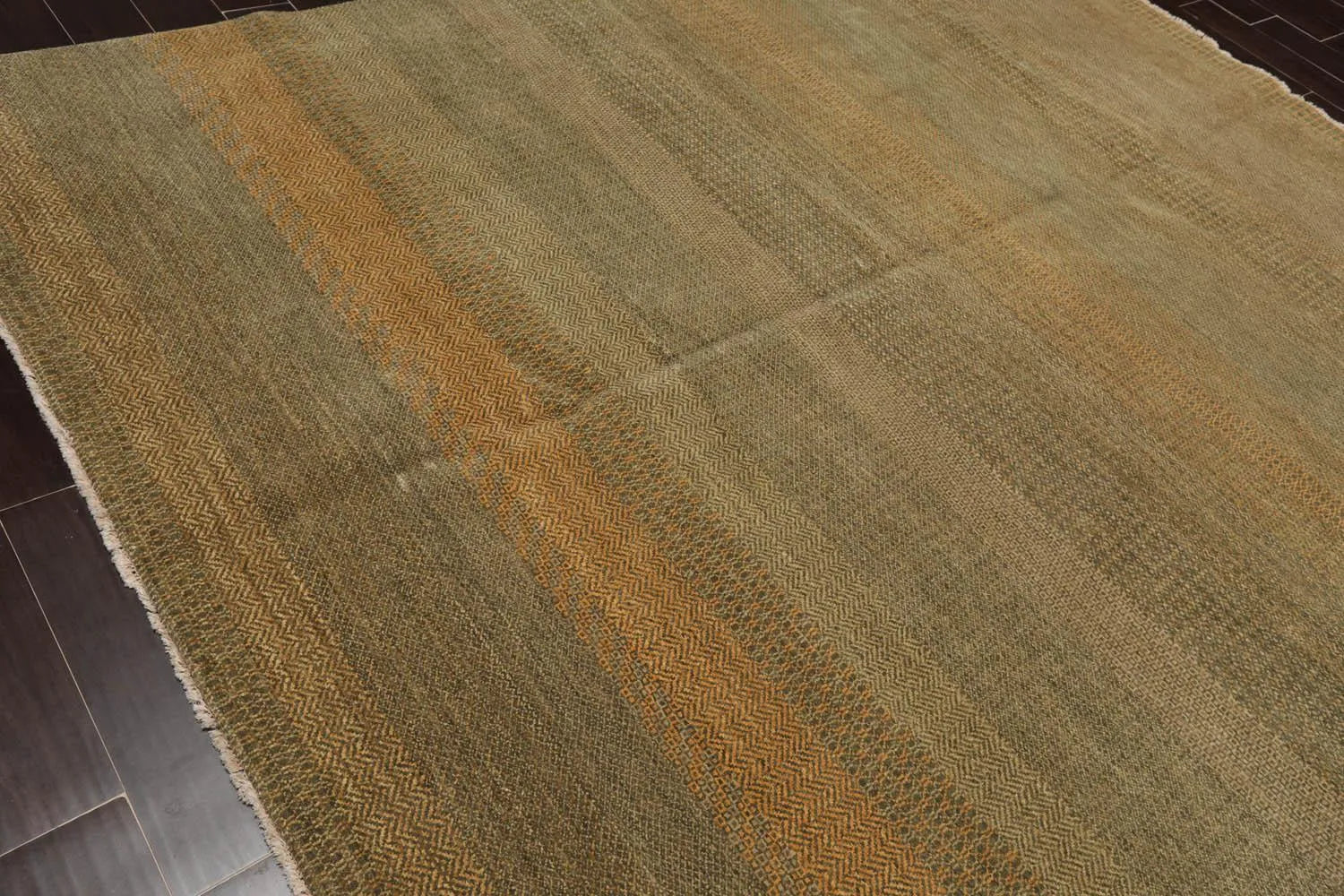 8' x 10' Hand Knotted Wool Tibetan Area Rug Moss Gold-3