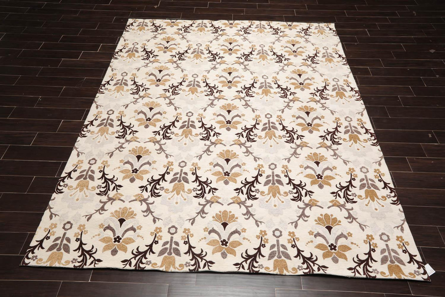 7'9” x 9'9" Transitional Floral Oriental Area Rug Beige, Brown-1