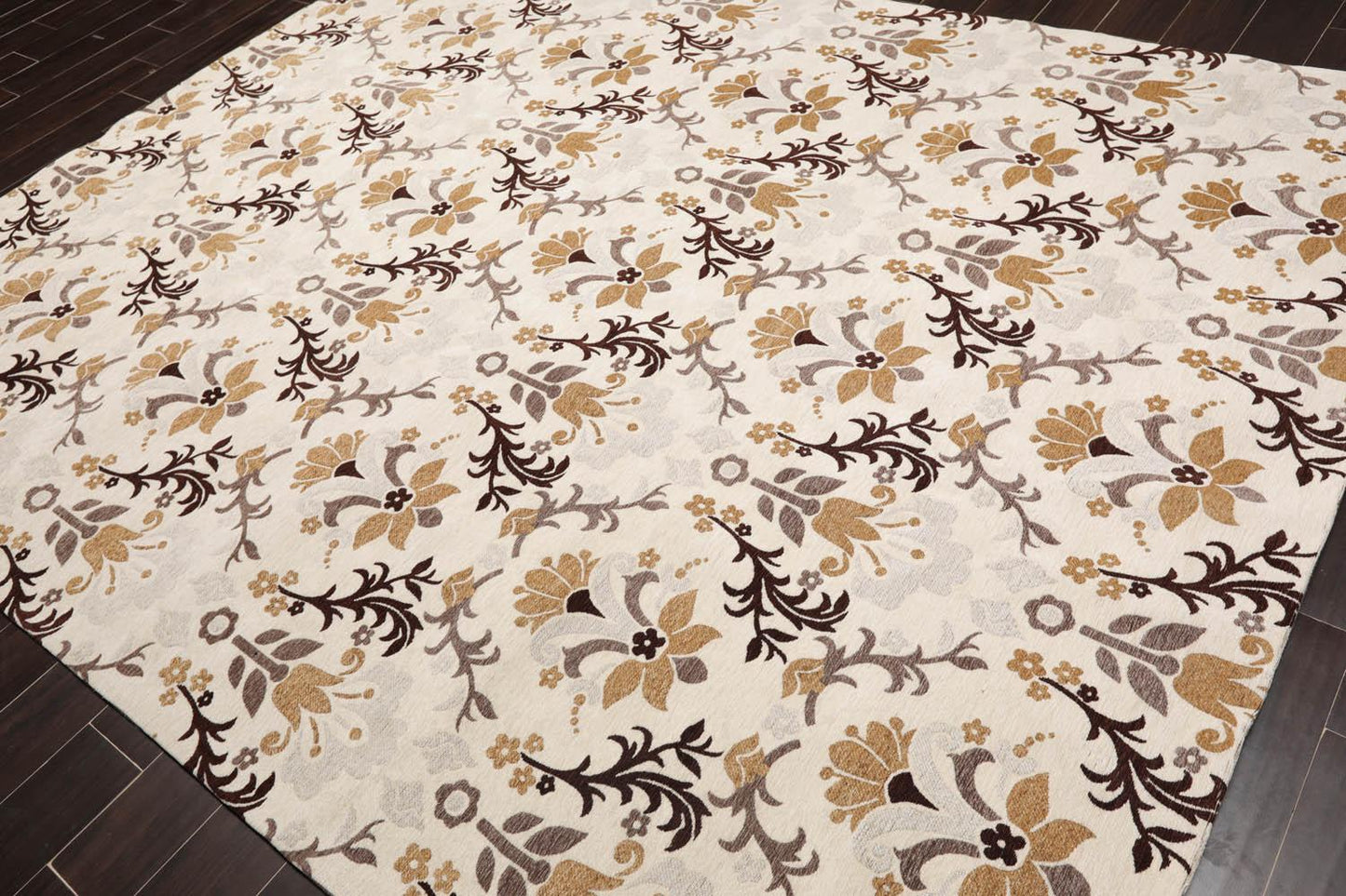 7'9” x 9'9" Transitional Floral Oriental Area Rug Beige, Brown-2