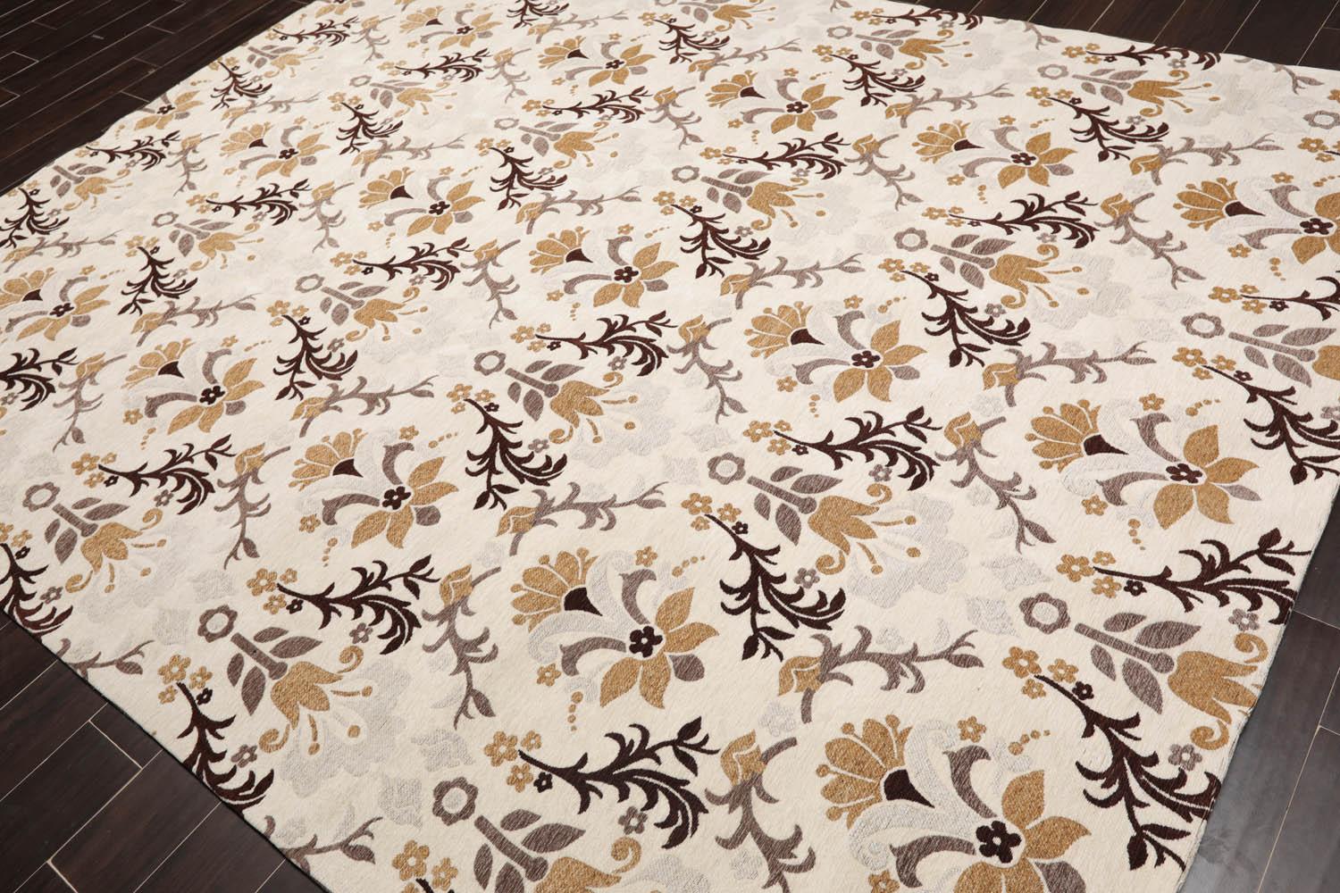 7'9” x 9'9" Transitional Floral Oriental Area Rug Beige, Brown-2