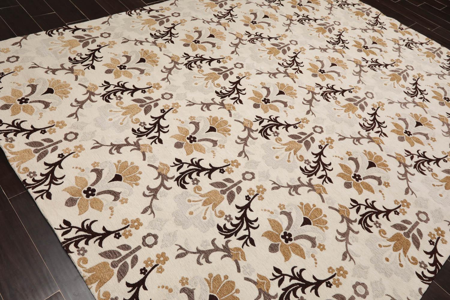 7'9” x 9'9" Transitional Floral Oriental Area Rug Beige, Brown-3