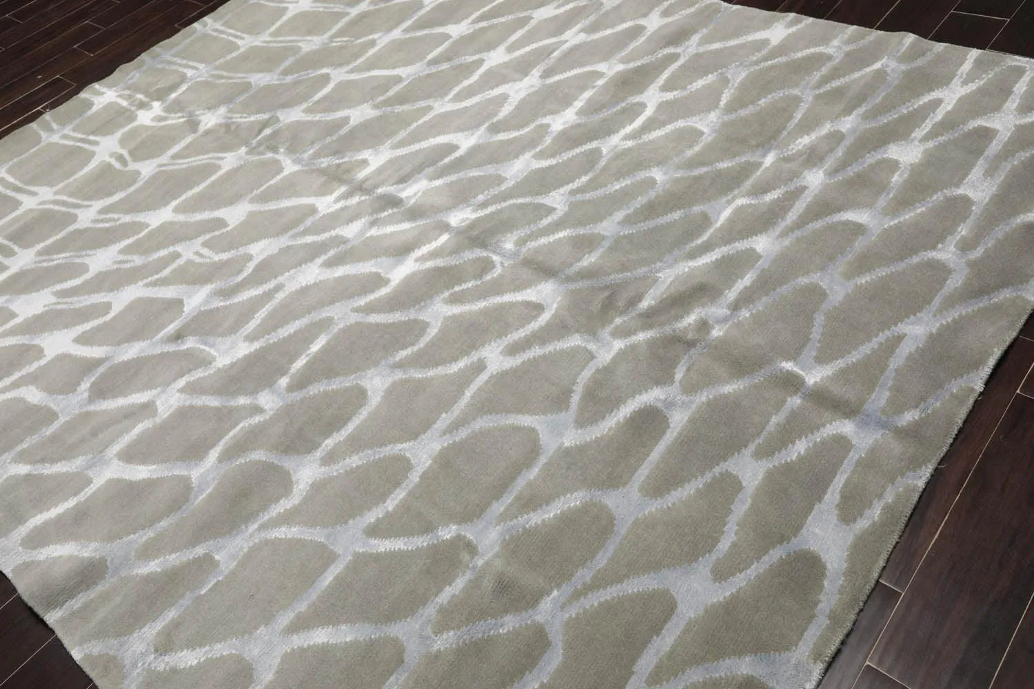 8x10 Gray Hand Knotted Wool & Bamboo Silk Tibetan Oriental Area Rug-2