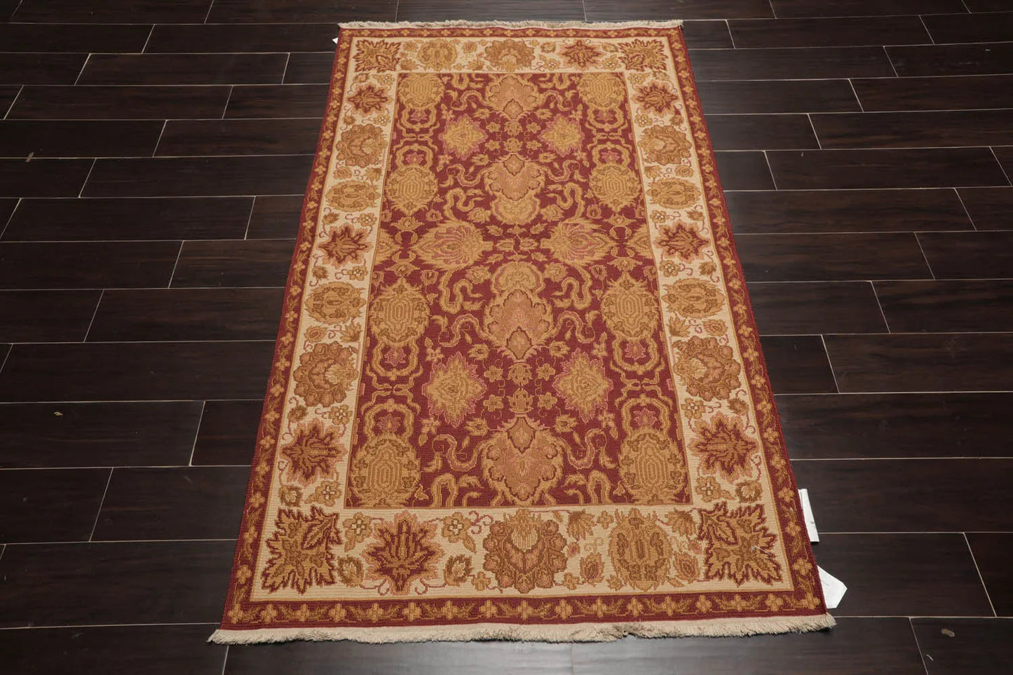 3' 6''x5' 6'' Hand Knotted Tibetan 100% Wool Reversible Soumak Traditional Oriental Area Rug Rust, Ivory Color-1