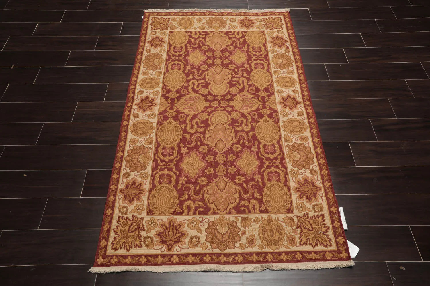 3' 6''x5' 6'' Hand Knotted Tibetan 100% Wool Reversible Soumak Traditional Oriental Area Rug Rust, Ivory Color-1