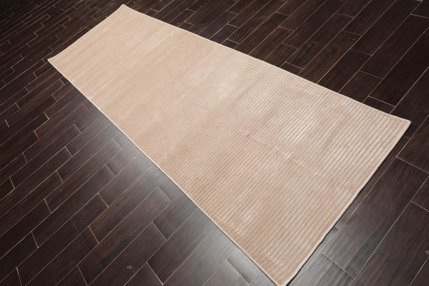 3'6" x 9'11” Runner Hand Knotted Wool & Viscose Tibetan Area Rug Beige-1