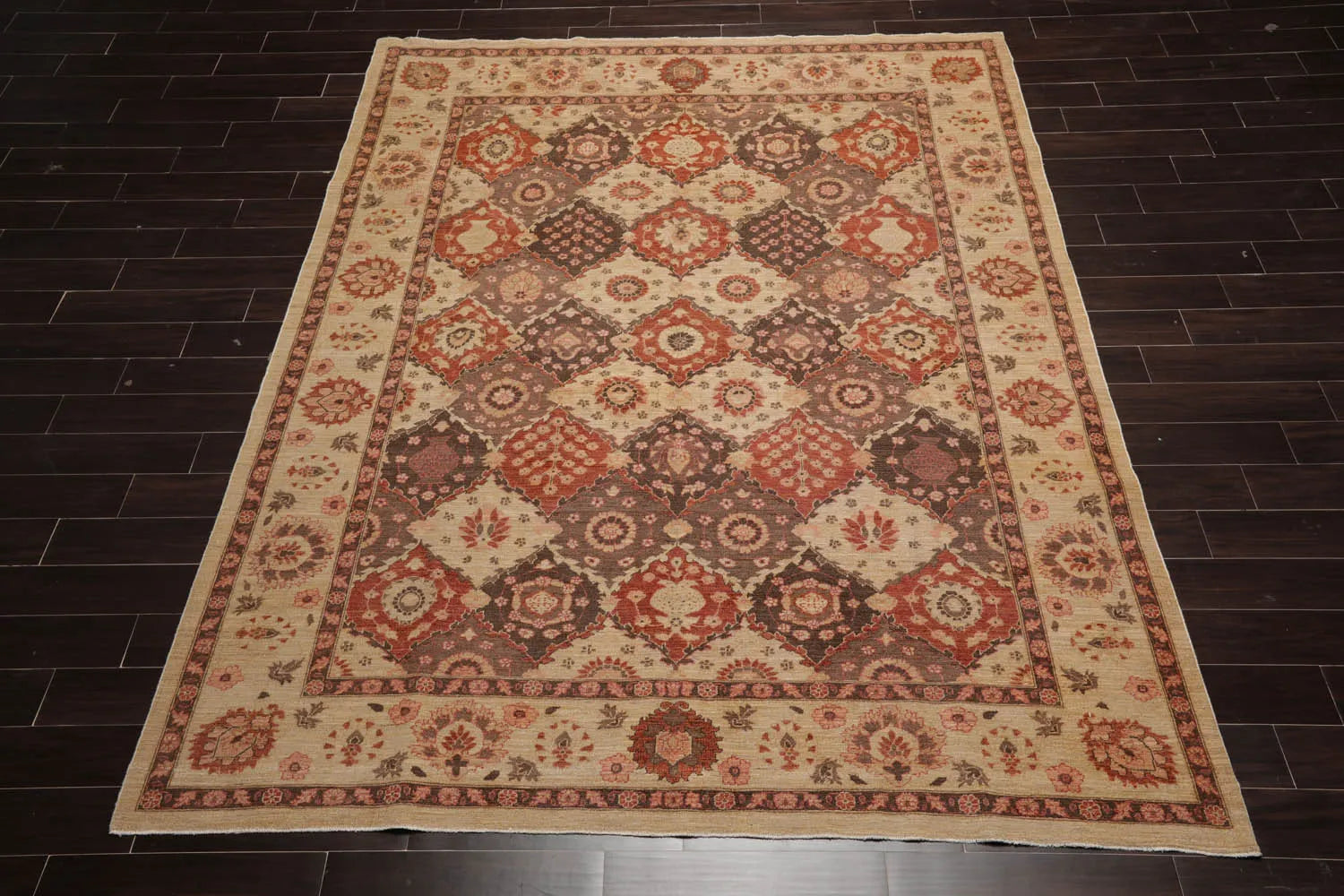8' 1''x10' 2'' Hand Knotted 100% Wool Peshawar Traditional Oriental Area Rug Tan, Brown Color-2