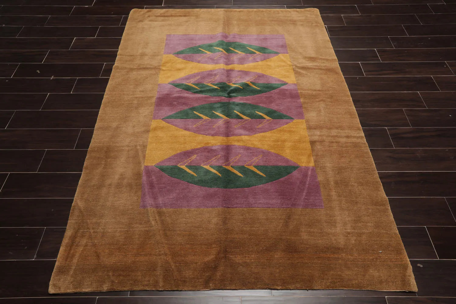 5' 2''x7'Hand Knotted Tibetan 100% Wool Michaelian & Kohlberg Traditional Oriental Area Rug Lavander, Gold Color-2
