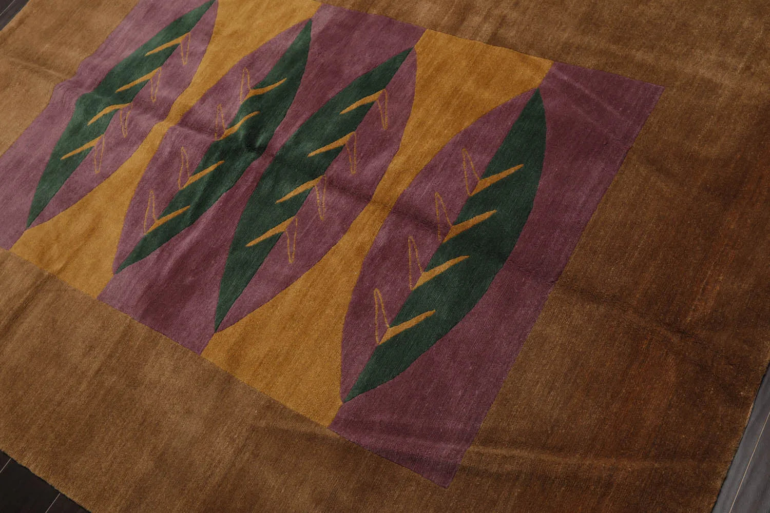5' 2''x7'Hand Knotted Tibetan 100% Wool Michaelian & Kohlberg Traditional Oriental Area Rug Lavander, Gold Color-3