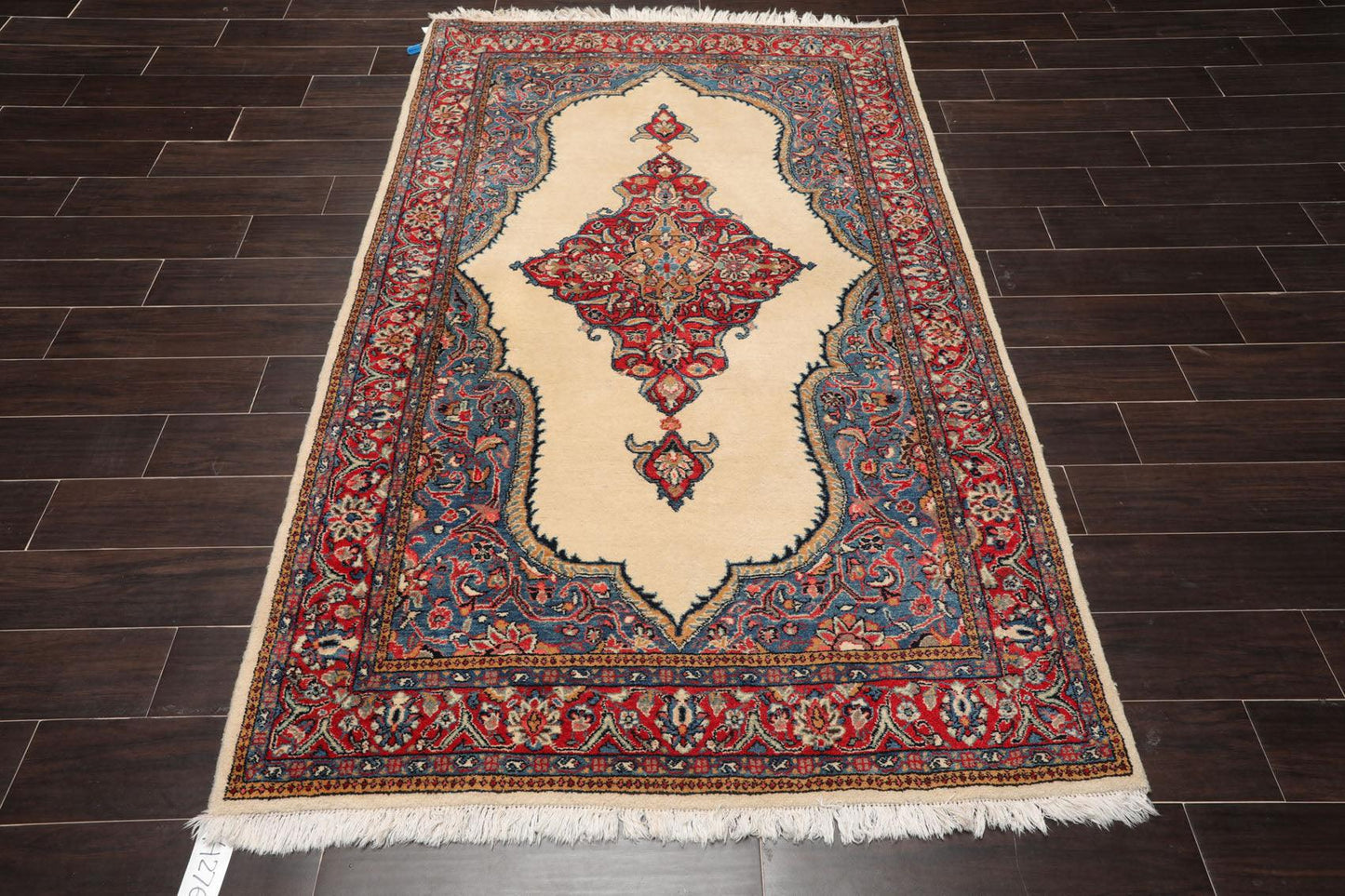 4'4" x 6'5" Hand Knotted 100% Wool Authentic Tabrizz Traditional Area Rug Ivory-2
