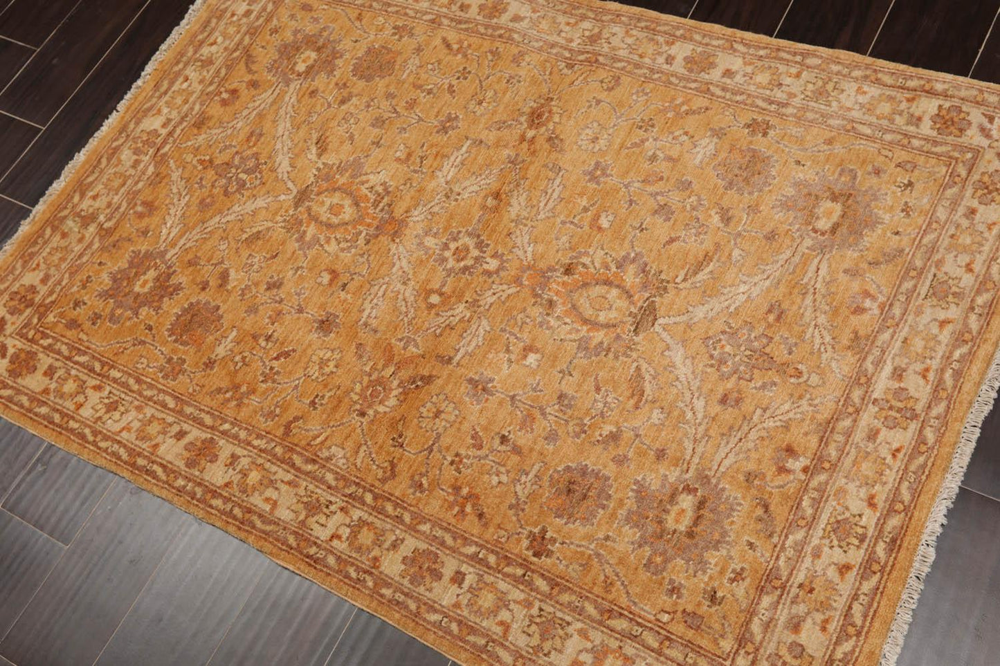 3'6" x 5' Hand Knotted 100% Wool Chobi Peshawar Traditional Area Rug Caramel-1