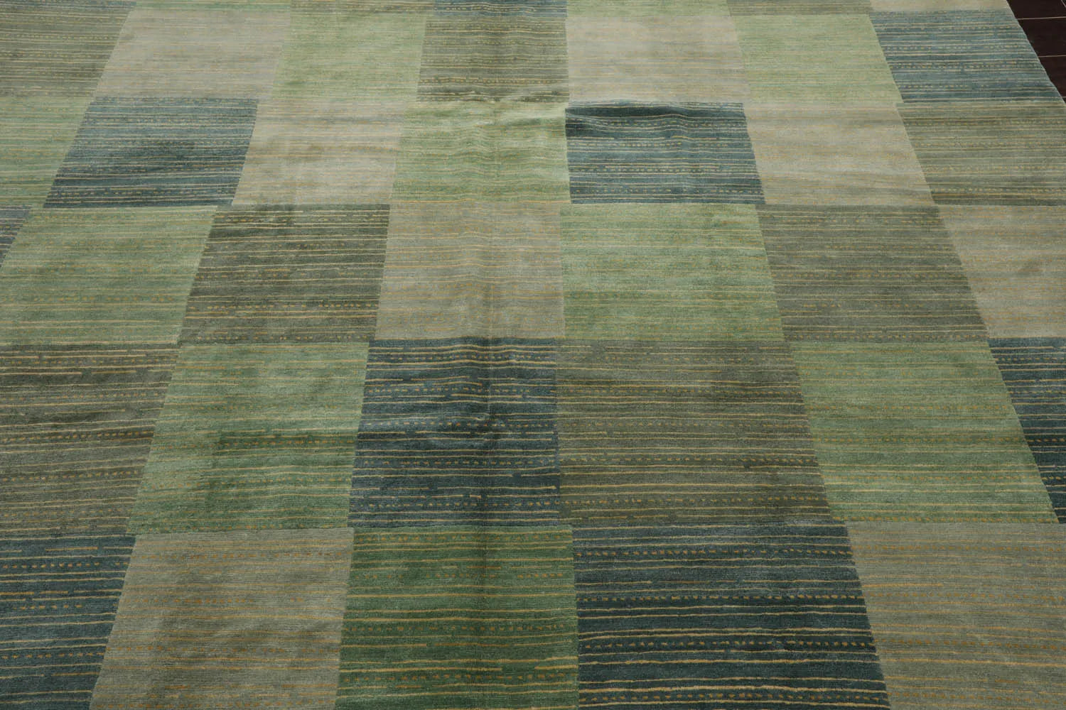 8' 2''x9' 10'' Hand Knotted Tibetan 100% Wool Michaelian & Kohlberg Modern & Contemporary Oriental Area Rug Aqua, Gray Color-4