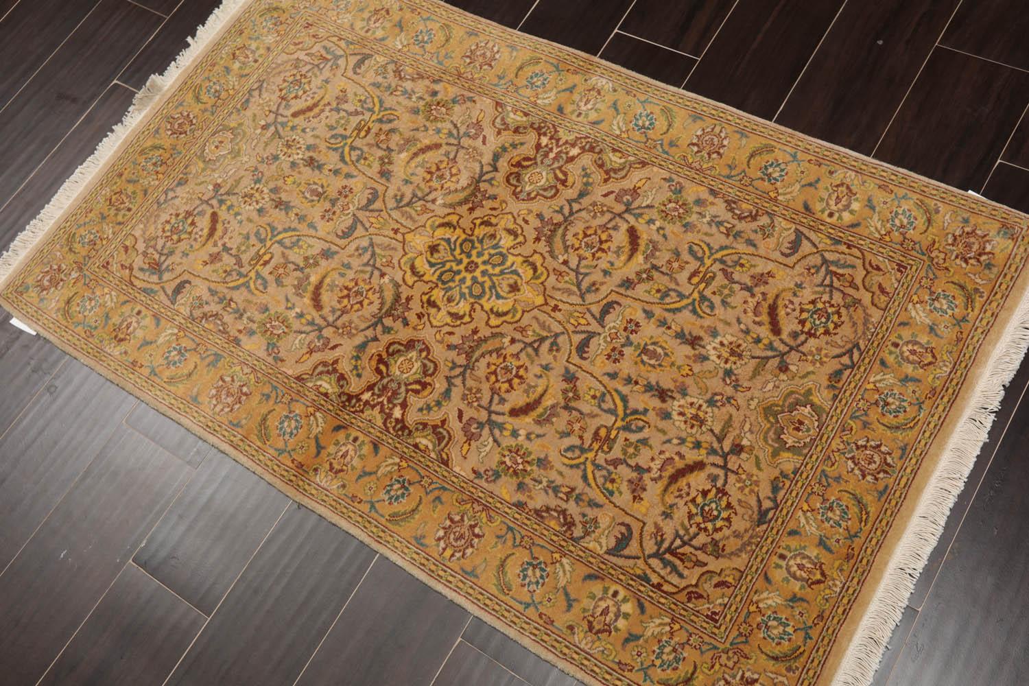 2'7" x 4'4" Hand Knotted 100% Wool Pak Persian 250 KPSI Oriental Area Rug Tan-2