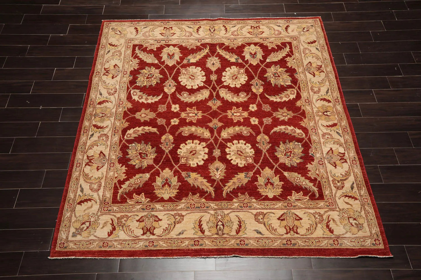 6x9 Rust, Beige Hand Knotted Persian 100% Wool Chobi Peshawar Traditional  Oriental Area Rug-2