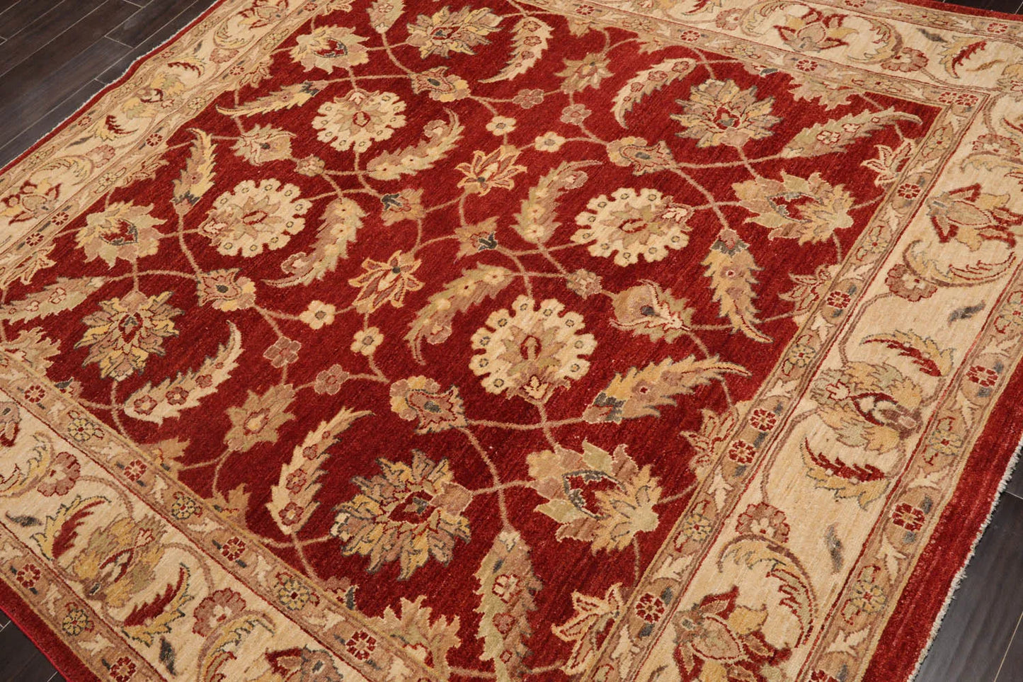 6x9 Rust, Beige Hand Knotted Persian 100% Wool Chobi Peshawar Traditional  Oriental Area Rug-3