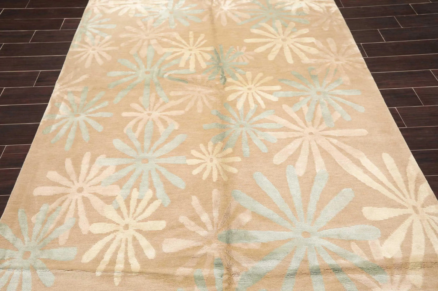6' x 9' Hand Knotted Wool & Silk Tibetan Oriental Area Rug Contemporary Beige-4