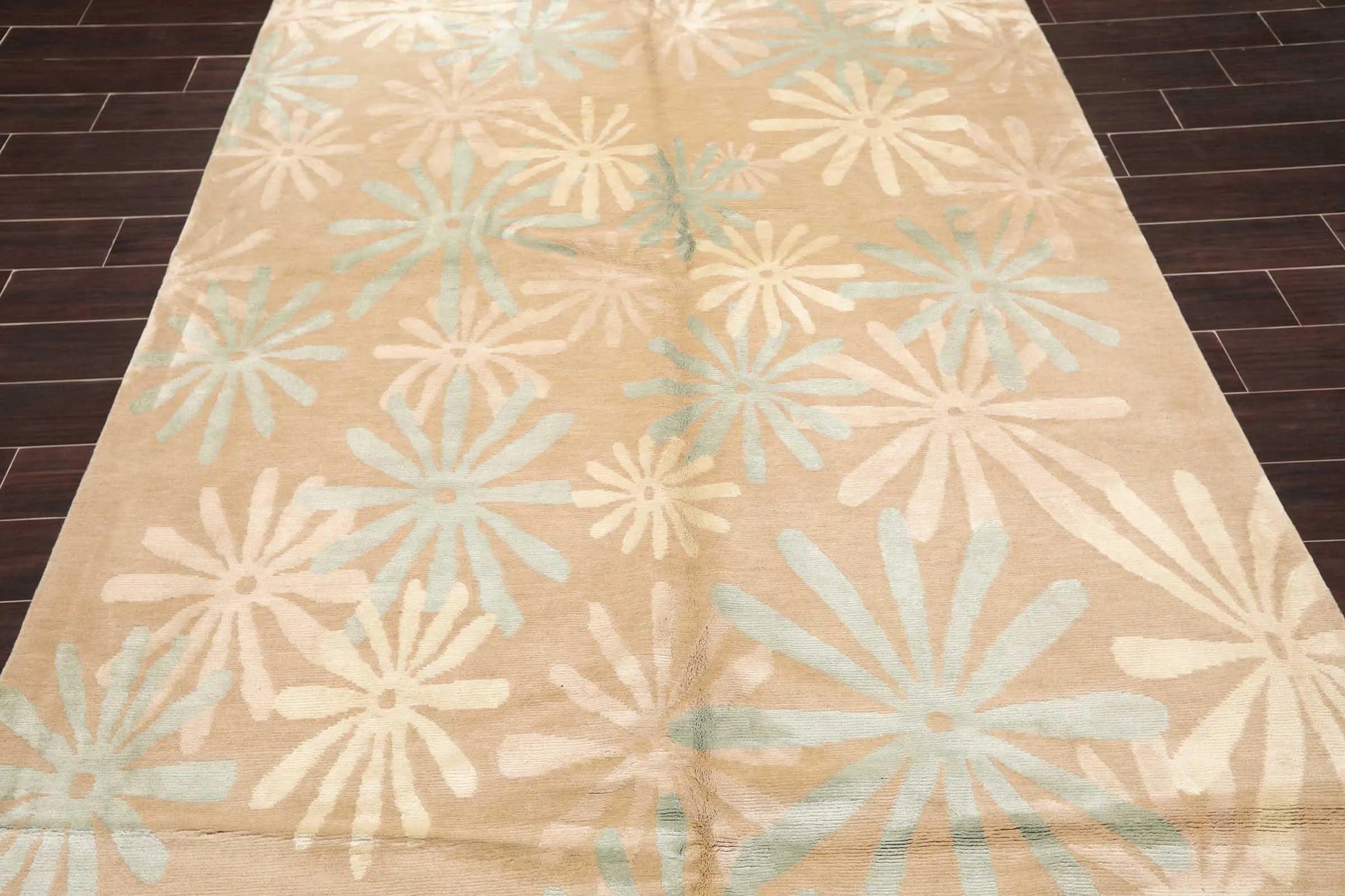 6' x 9' Hand Knotted Wool & Silk Tibetan Oriental Area Rug Contemporary Beige-4