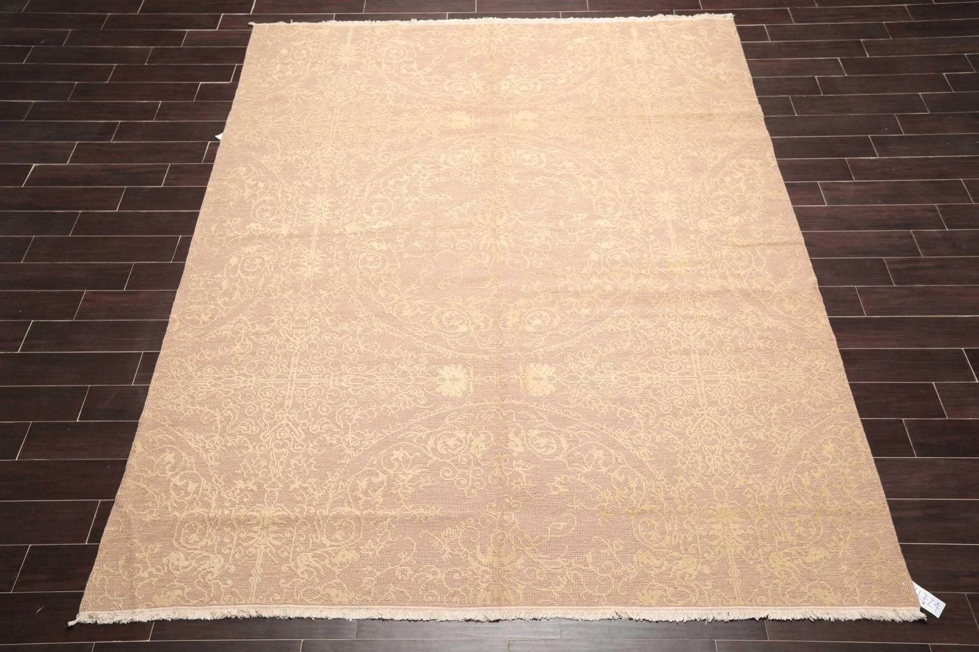8' x 10' Hand Knotted Designer Flat & Cut Pile Tibetan Oriental Area Rug Light Brown, Light Gold-1