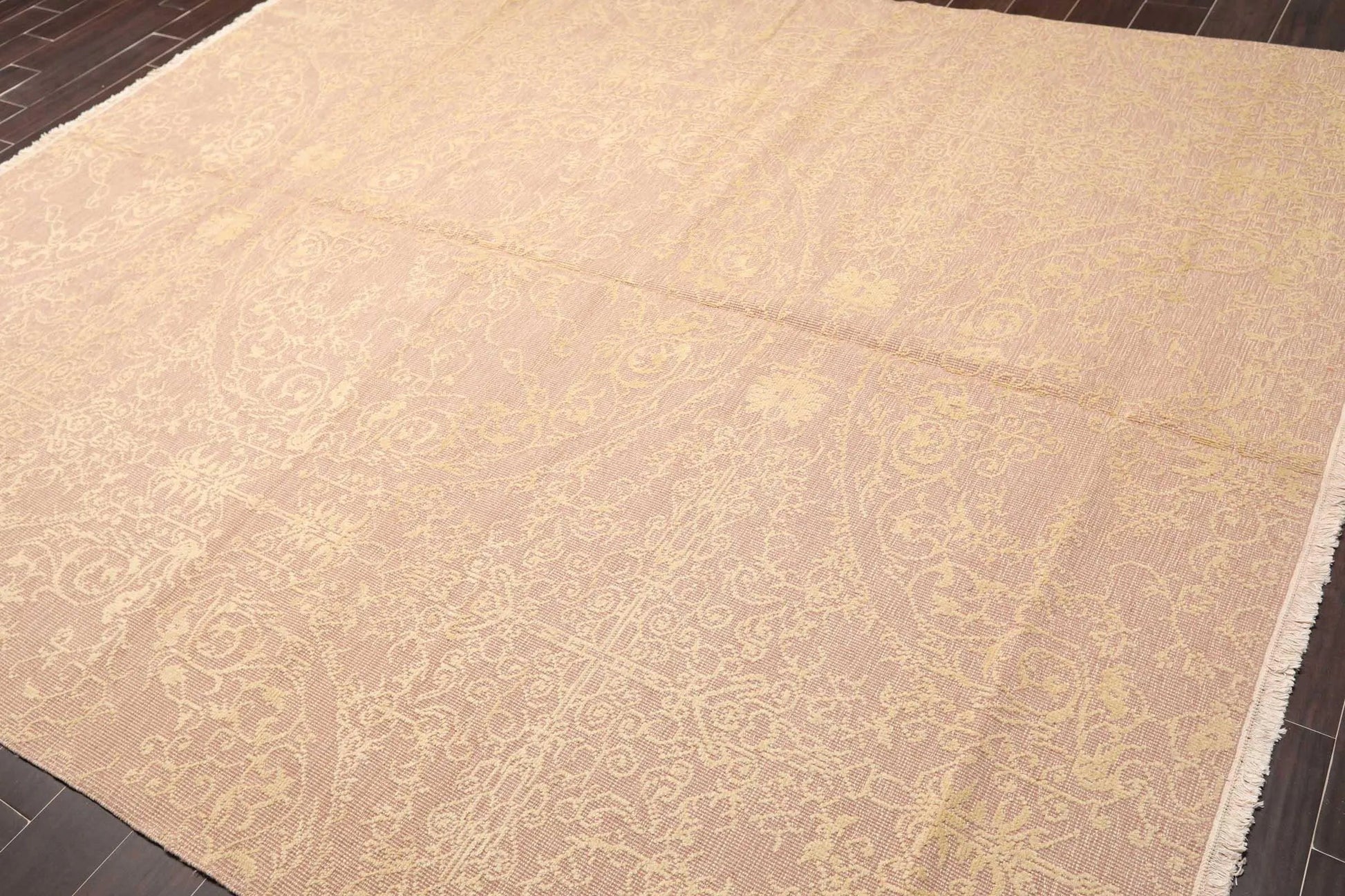 8' x 10' Hand Knotted Designer Flat & Cut Pile Tibetan Oriental Area Rug Light Brown, Light Gold-2