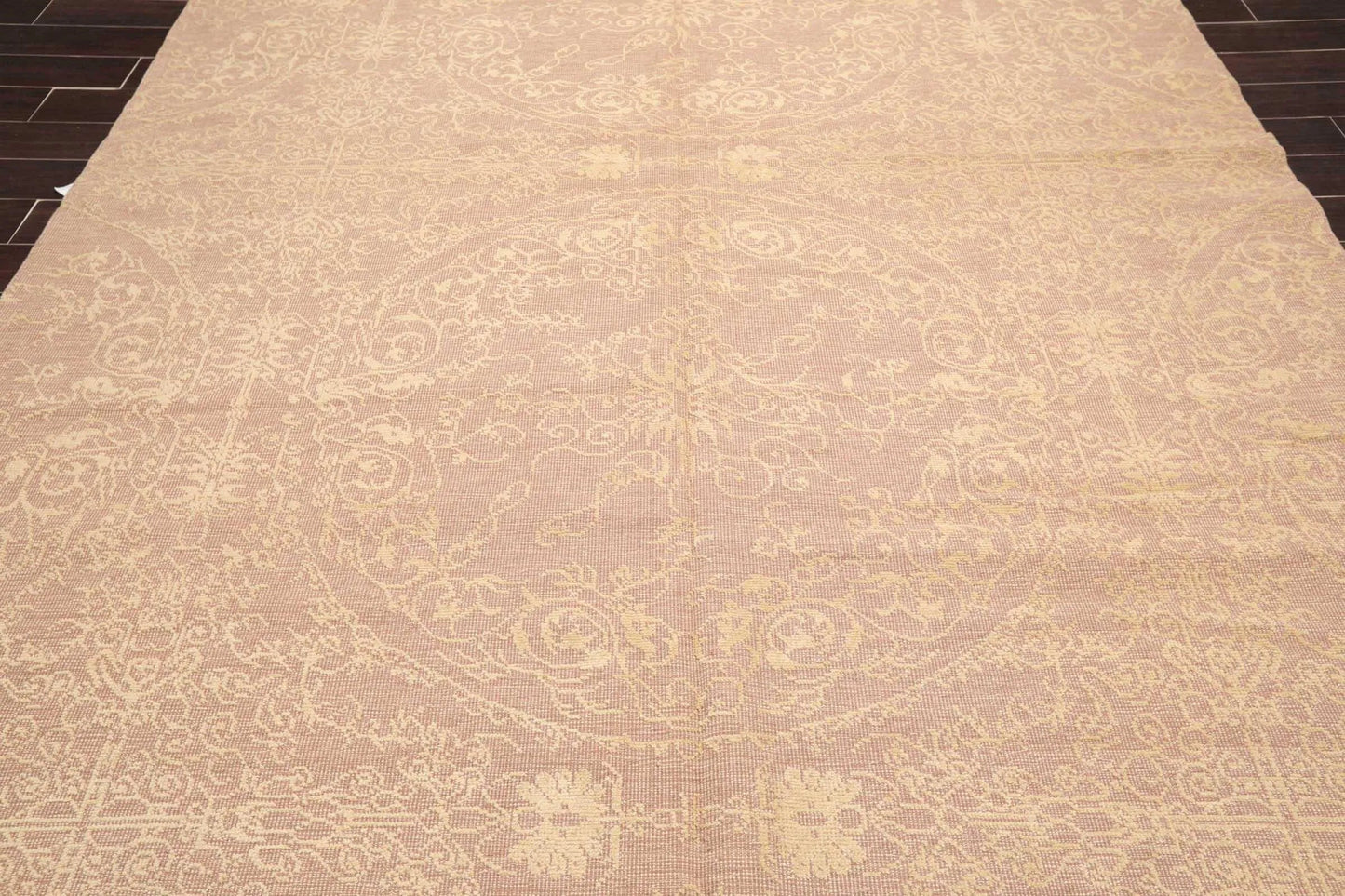8' x 10' Hand Knotted Designer Flat & Cut Pile Tibetan Oriental Area Rug Light Brown, Light Gold-4