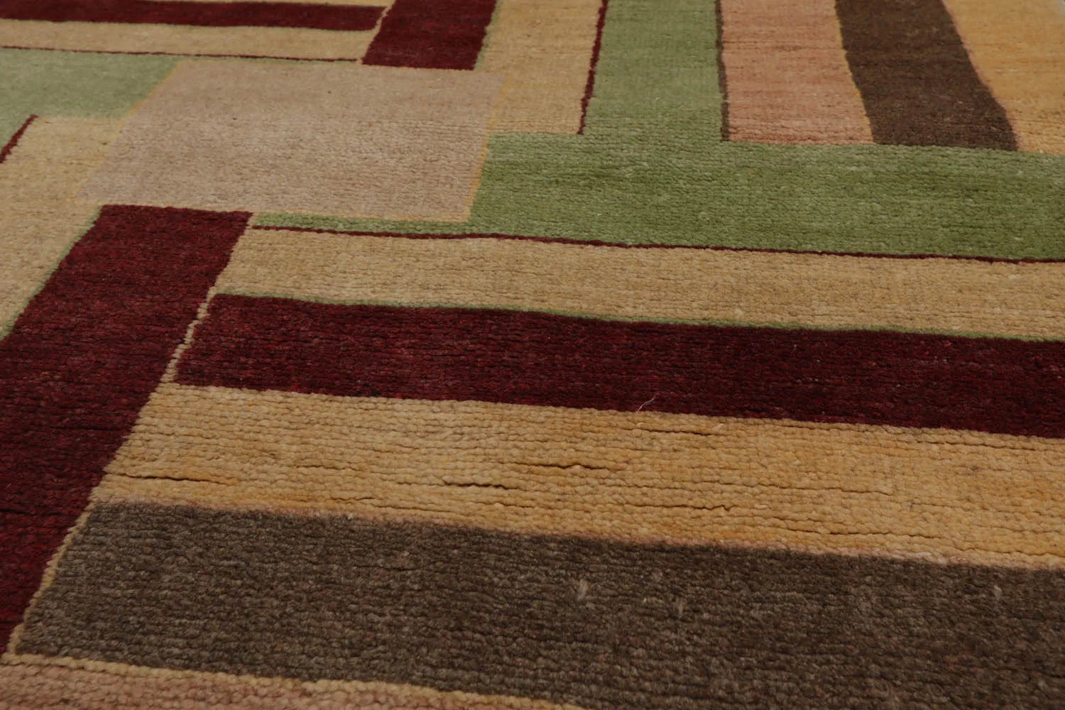 3'4''x4'4'' Beige, Rust Hand Knotted 100% Wool Peshawar Modern & Contemporary Oriental Area Rug-4