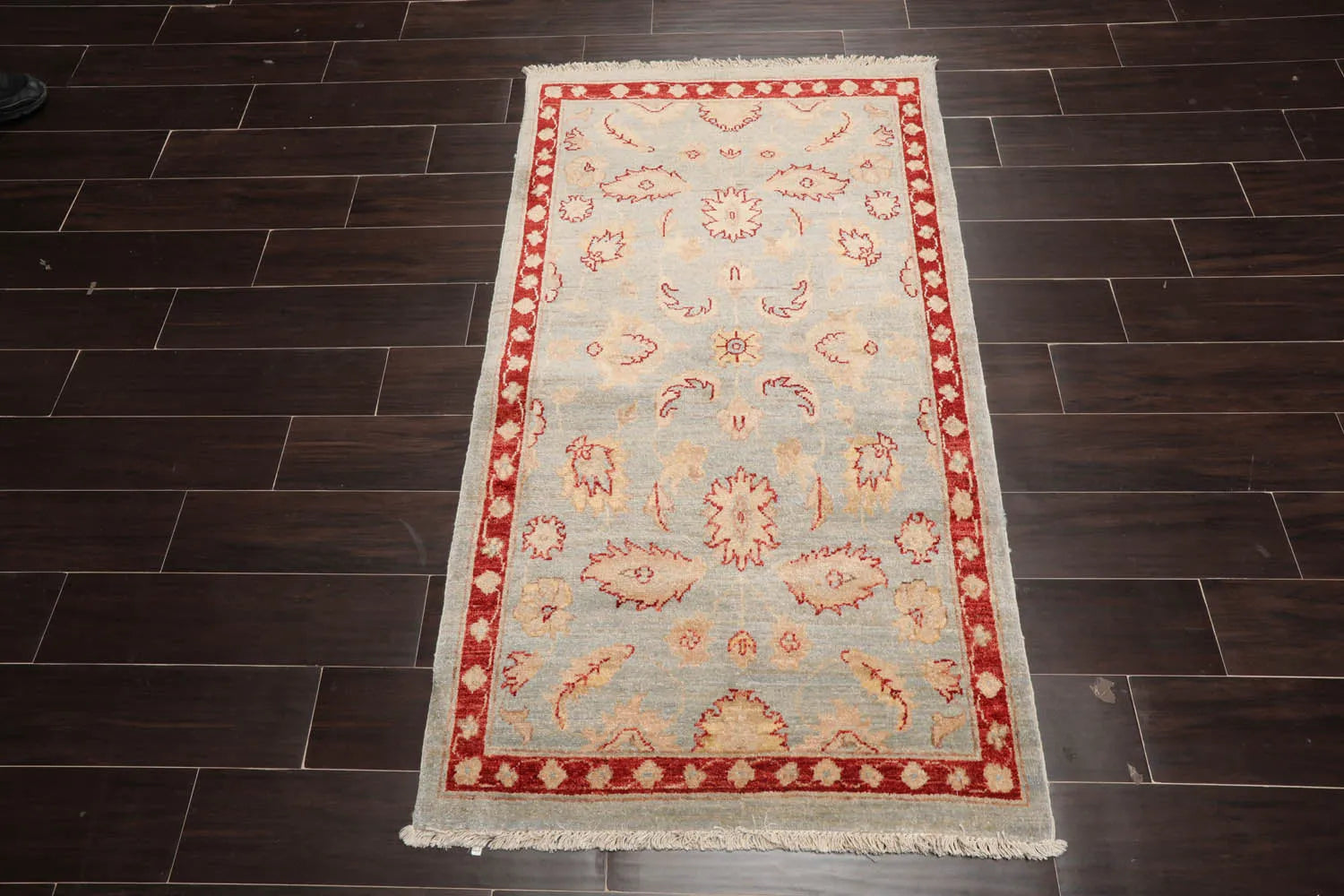 2'10''x4'10'' Blue, Rust Hand Knotted 100% Wool Chobi Peshawar Traditional Oriental Area Rug-1