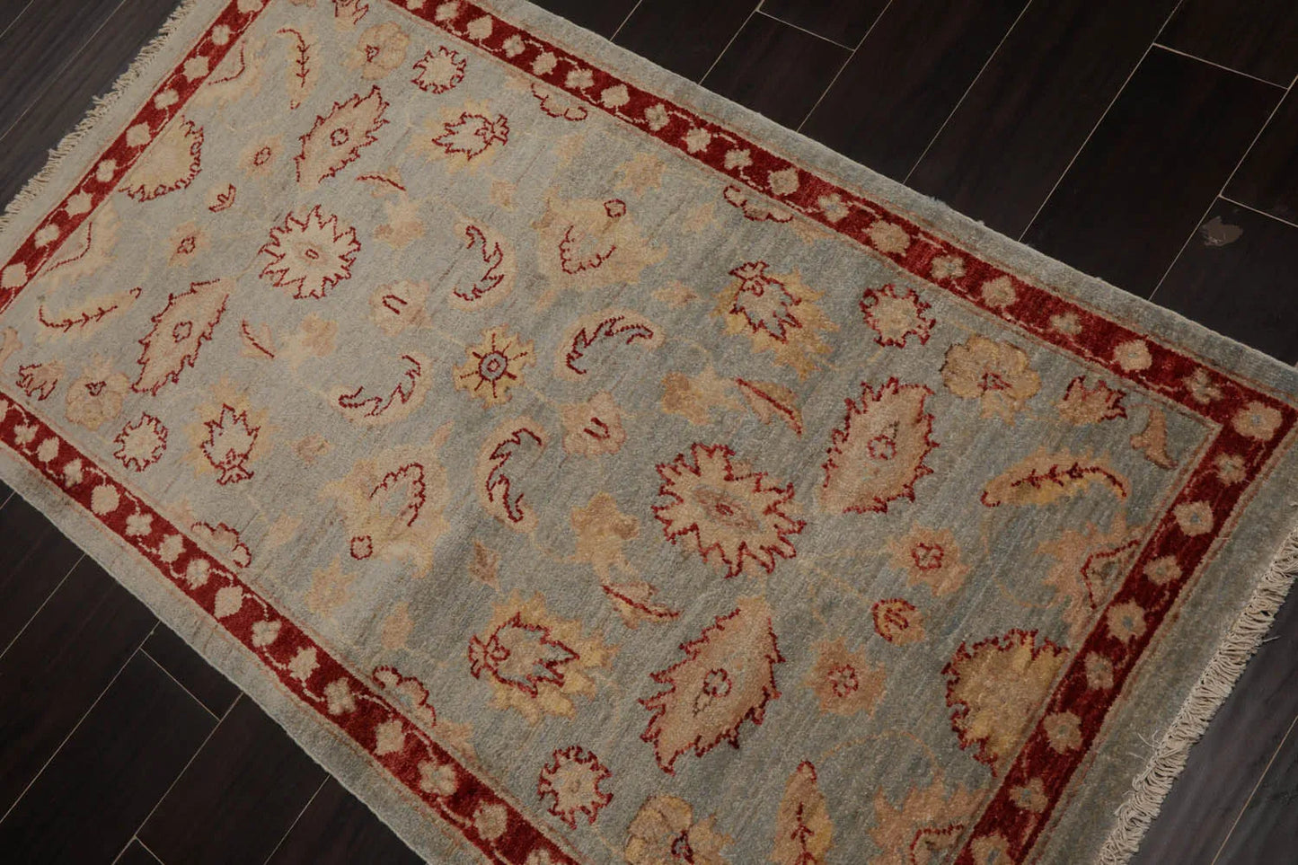 2'10''x4'10'' Blue, Rust Hand Knotted 100% Wool Chobi Peshawar Traditional Oriental Area Rug-2
