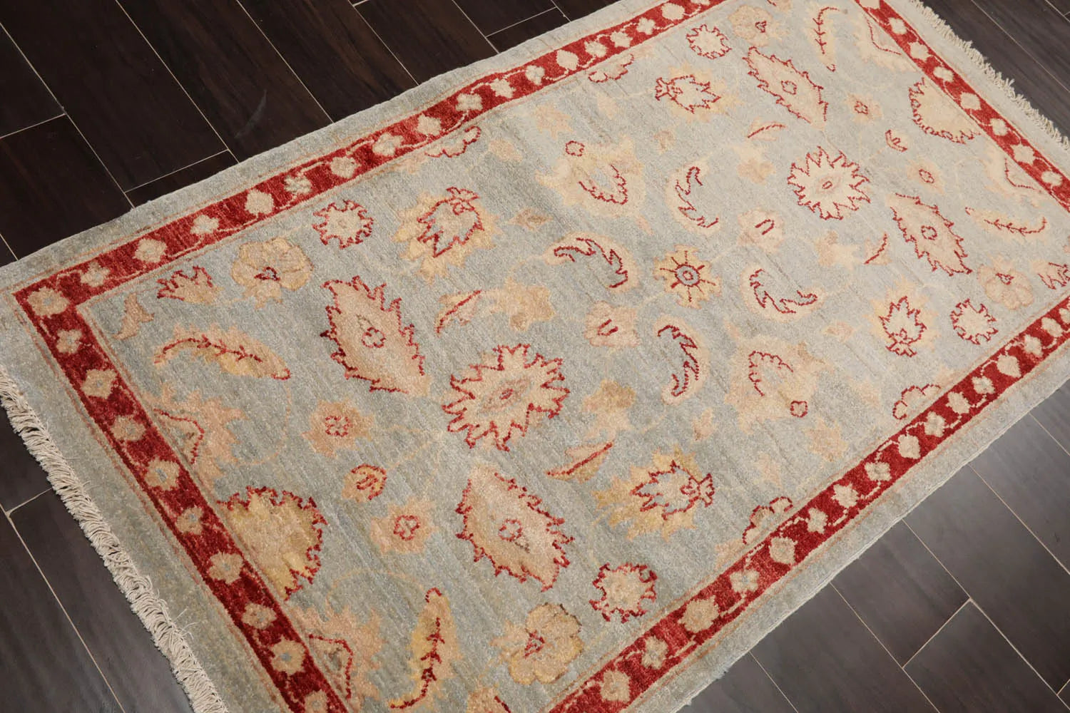 2'10''x4'10'' Blue, Rust Hand Knotted 100% Wool Chobi Peshawar Traditional Oriental Area Rug-3