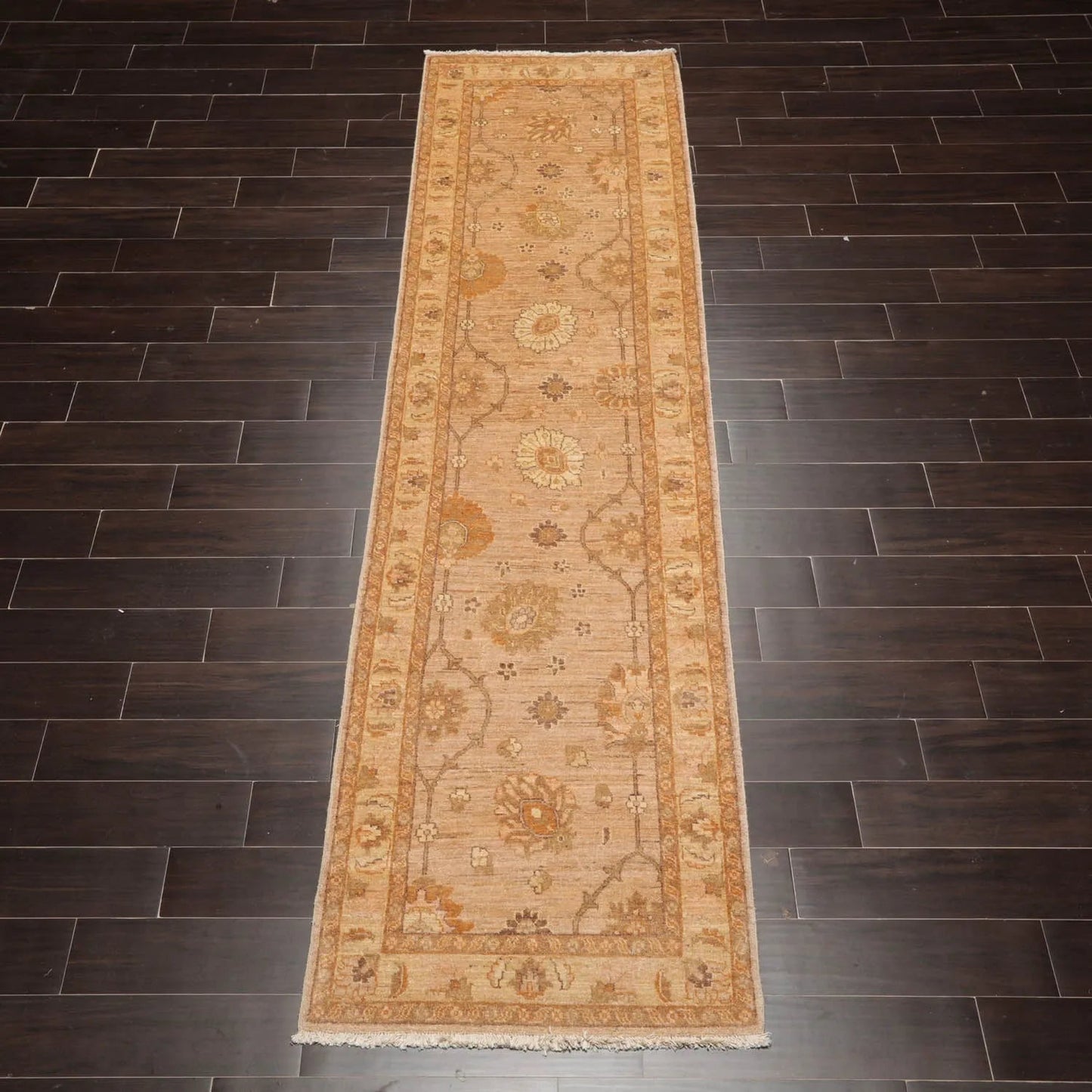 2'8''x10'8'' Tan, Caramel Hand Knotted 100% Wool Peshawar Traditional Oriental Area Rug Runner-2
