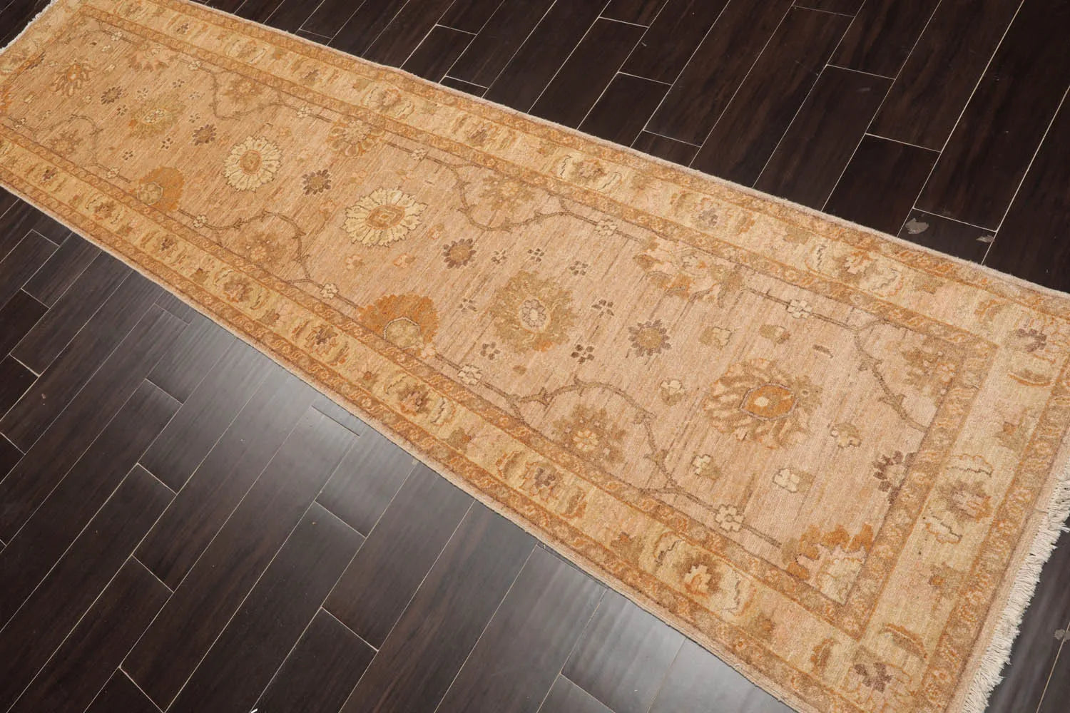 2'8''x10'8'' Tan, Caramel Hand Knotted 100% Wool Peshawar Traditional Oriental Area Rug Runner-3