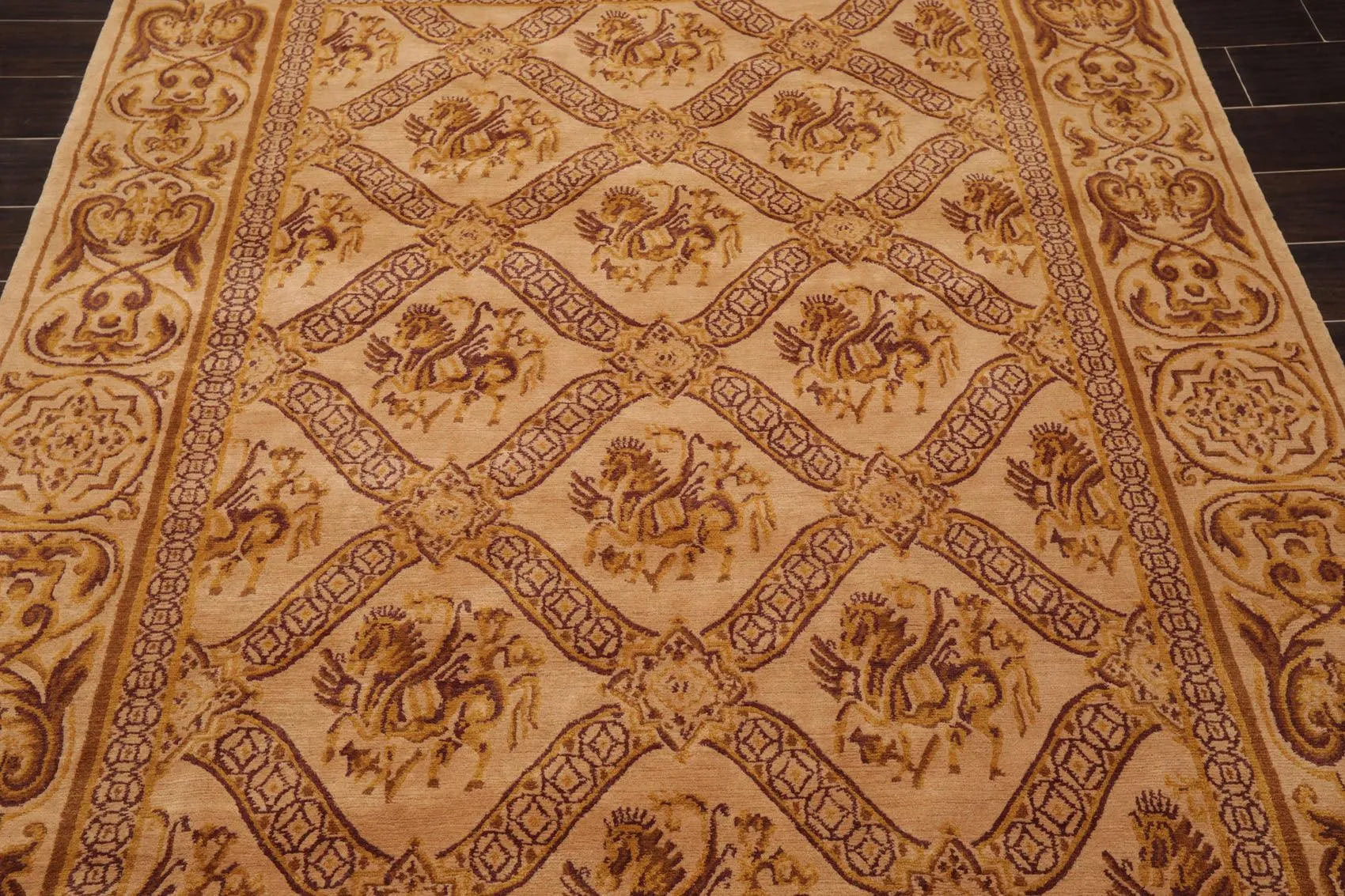 5'10'' x 8'6'' Hand Knotted Wool Tibetan Traditional Oriental Area Rug Caramel-4