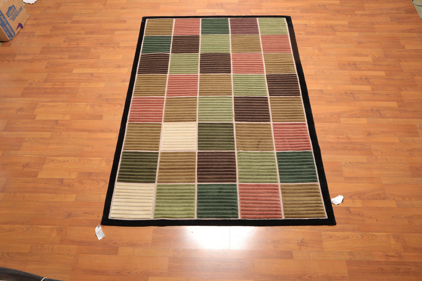 5'5" x 8'1" Hand Knotted Modern 100% Wool High Low Pile Tibetan Area rug Black-1
