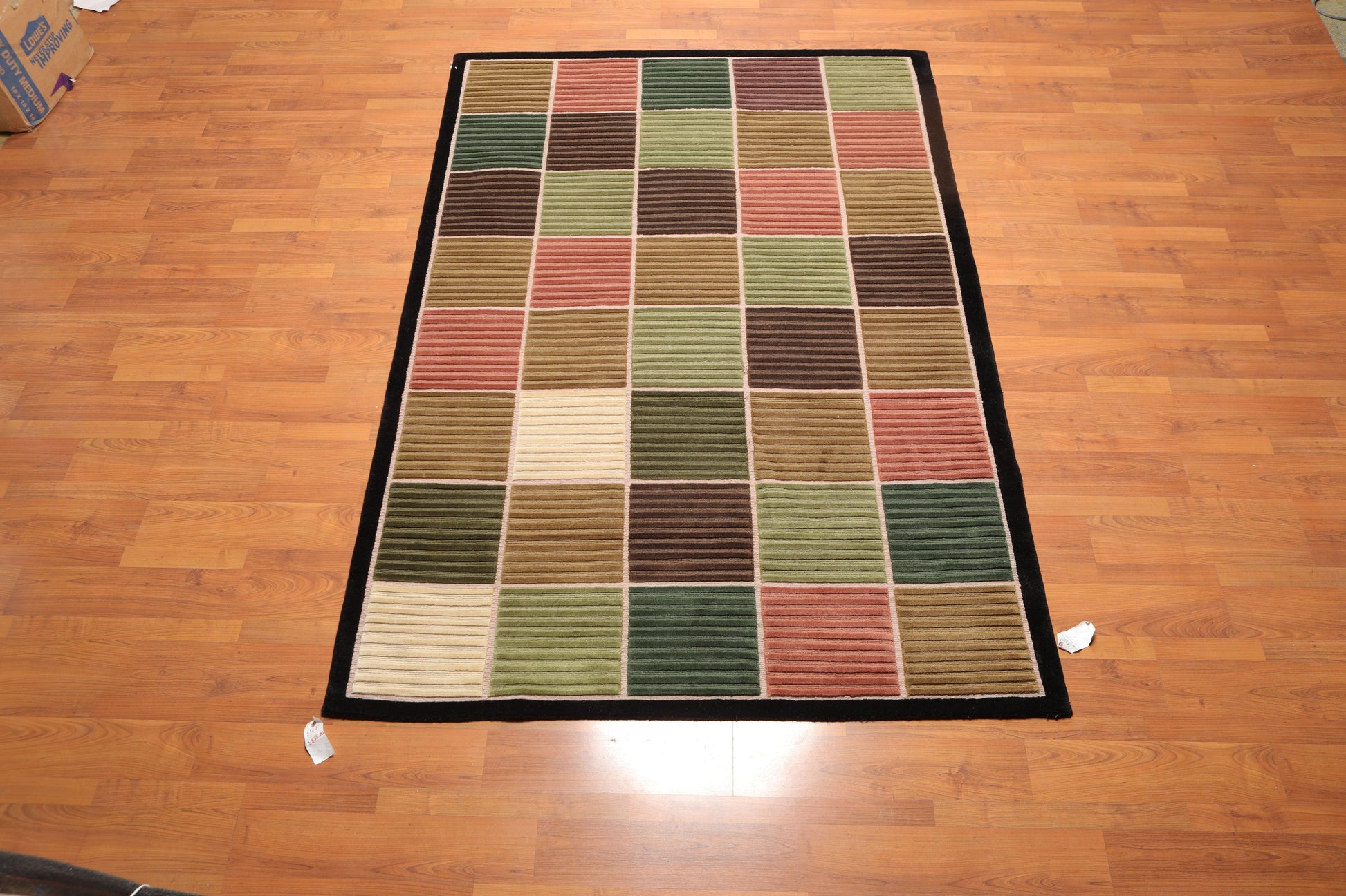 5'5" x 8'1" Hand Knotted Modern 100% Wool High Low Pile Tibetan Area rug Black-1