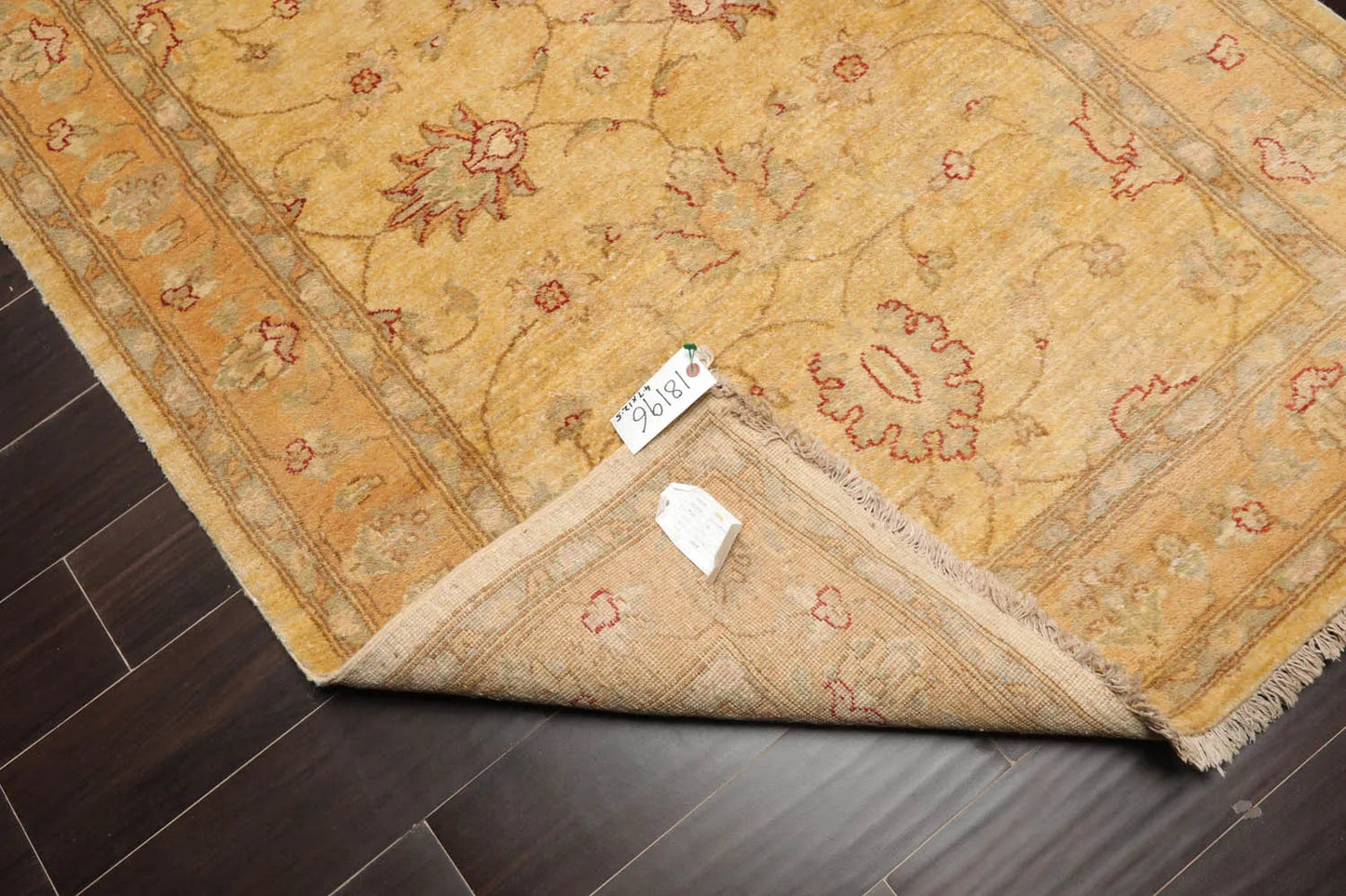 4'7''x12'5'' Runner Beige, Gold Hand Knotted Persian 100% Wool Chobi Peshawar Traditional  Oriental Area Rug-4