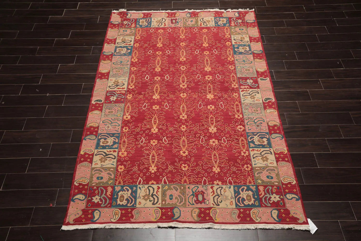 6x9 Rust, Mint Hand Knotted Soumak 100% Wool Nourison Nourmak Traditional Oriental Area Rug-2