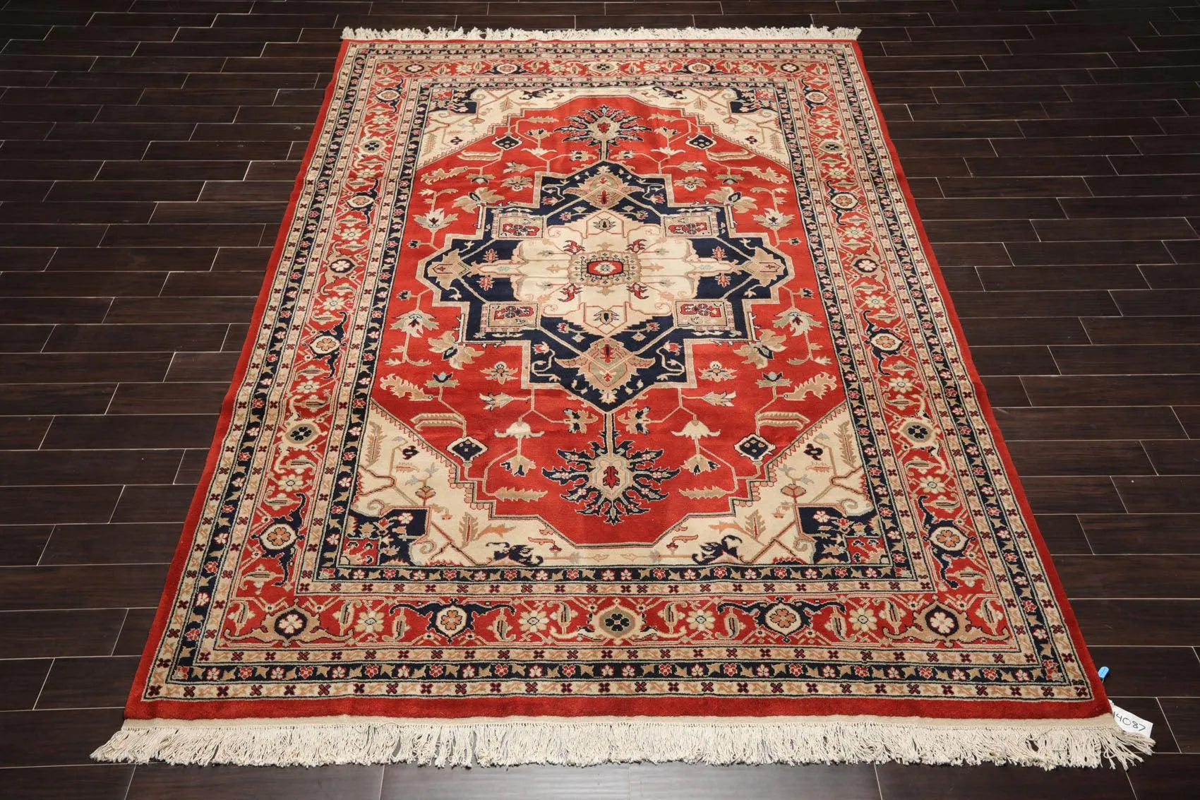8'2'' x 11'9'' Hand Knotted 100% Wool Rare Romanian Herizz Area Rug Burnt Orange-1