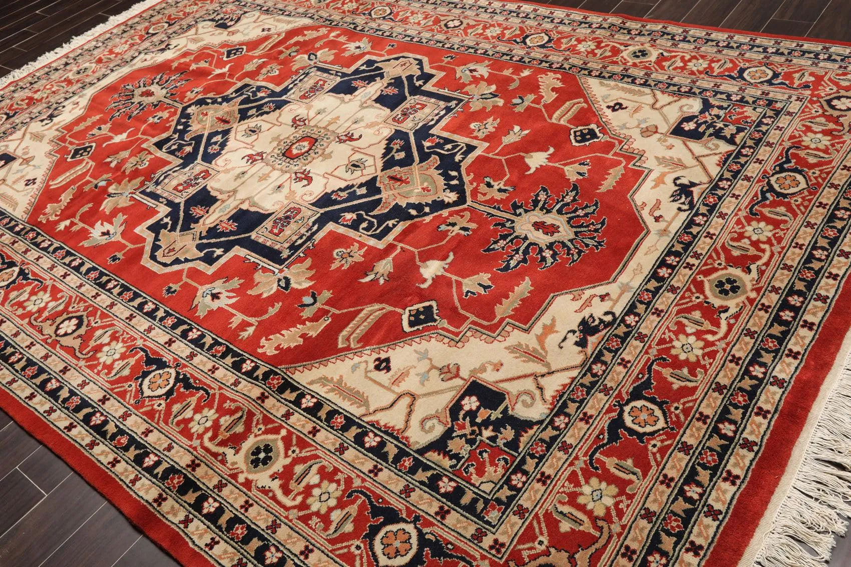 8'2'' x 11'9'' Hand Knotted 100% Wool Rare Romanian Herizz Area Rug Burnt Orange-2