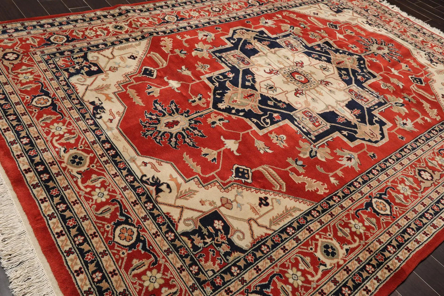 8'2'' x 11'9'' Hand Knotted 100% Wool Rare Romanian Herizz Area Rug Burnt Orange-3