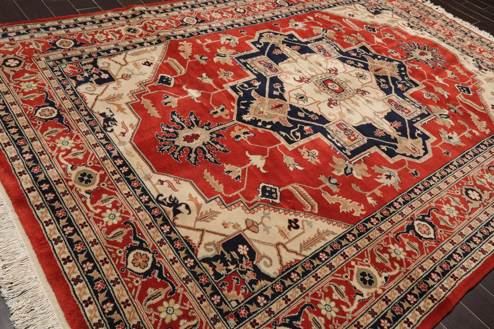 8'2'' x 11'9'' Hand Knotted 100% Wool Rare Romanian Herizz Area Rug Burnt Orange-3
