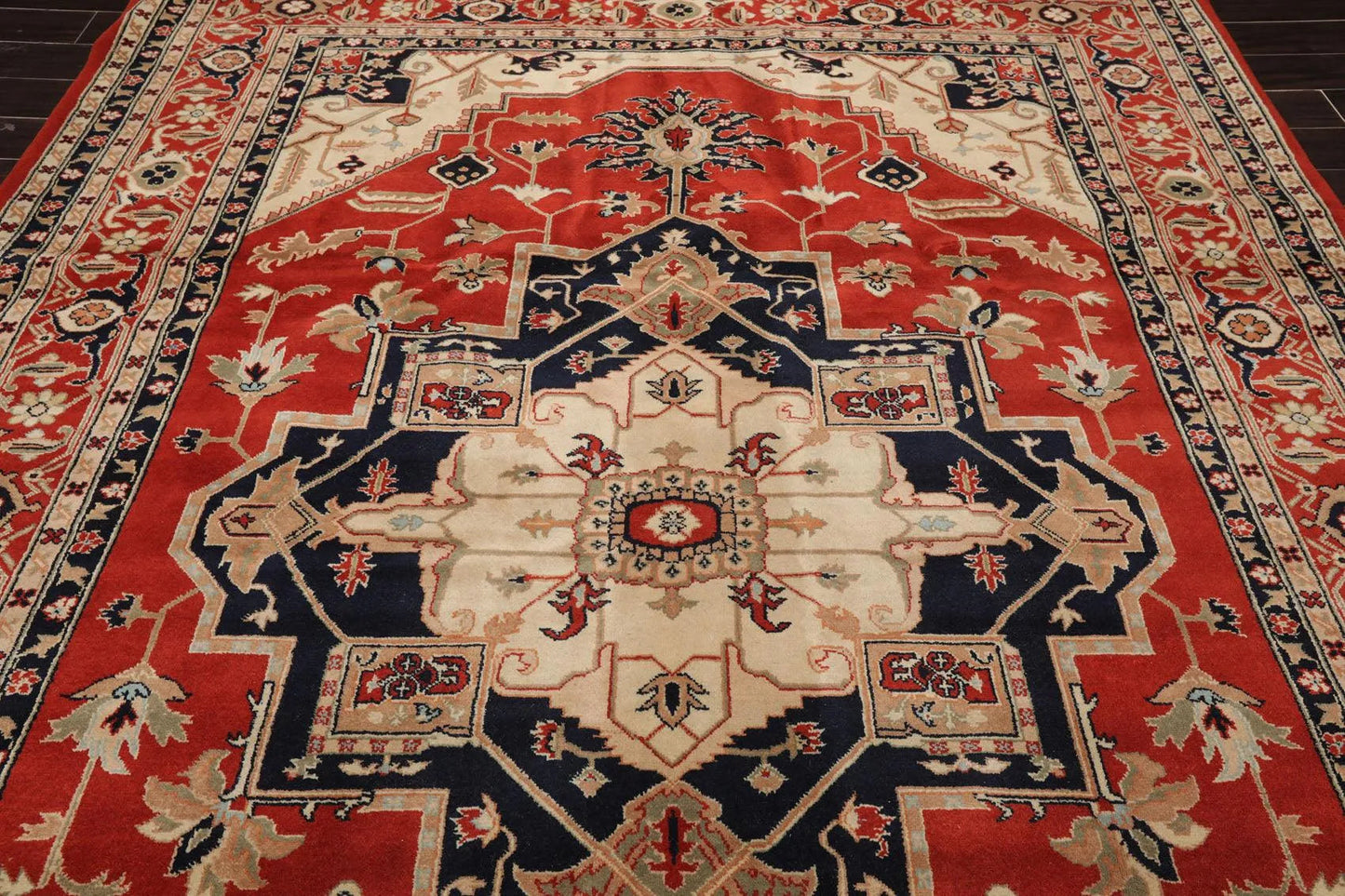 8'2'' x 11'9'' Hand Knotted 100% Wool Rare Romanian Herizz Area Rug Burnt Orange-4