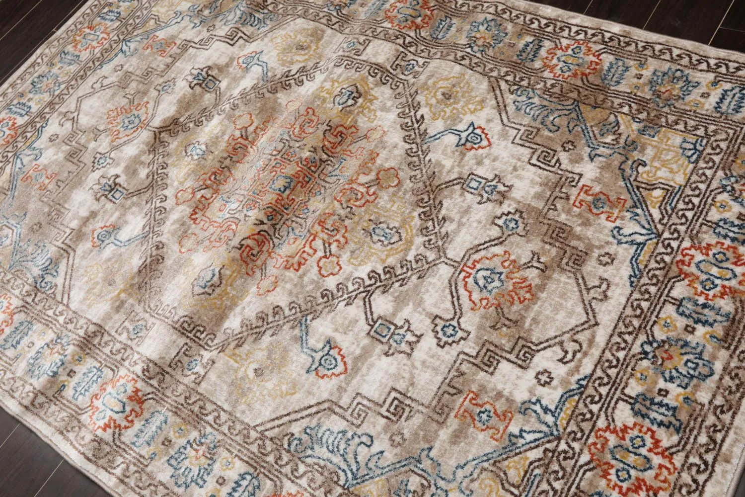 5 x 7 Transitional 100% Polypropylene Oriental Area Rug Beige, Taupe-2