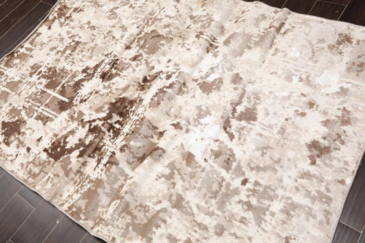 5' x 7' Modern Abstract 100% Polypropylene Oriental Area Rug Ivory-0