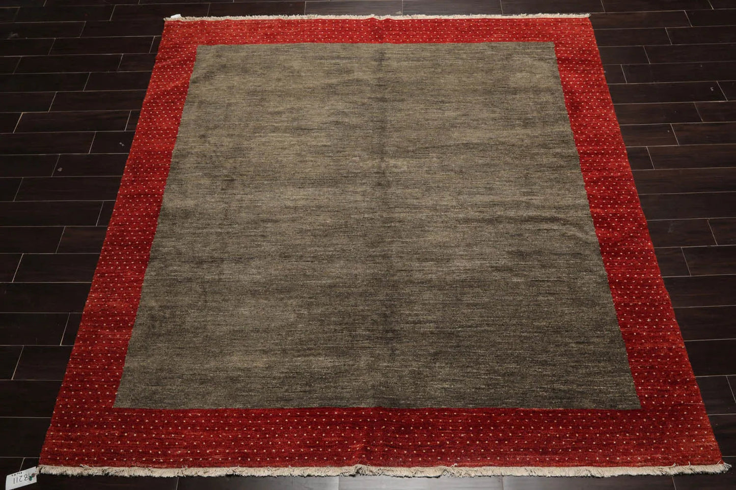Square Mossy Gray,Rusty Red Hand Knotted Gabbeh 100% Wool Gabbeh Traditional  Oriental Area Rug-2