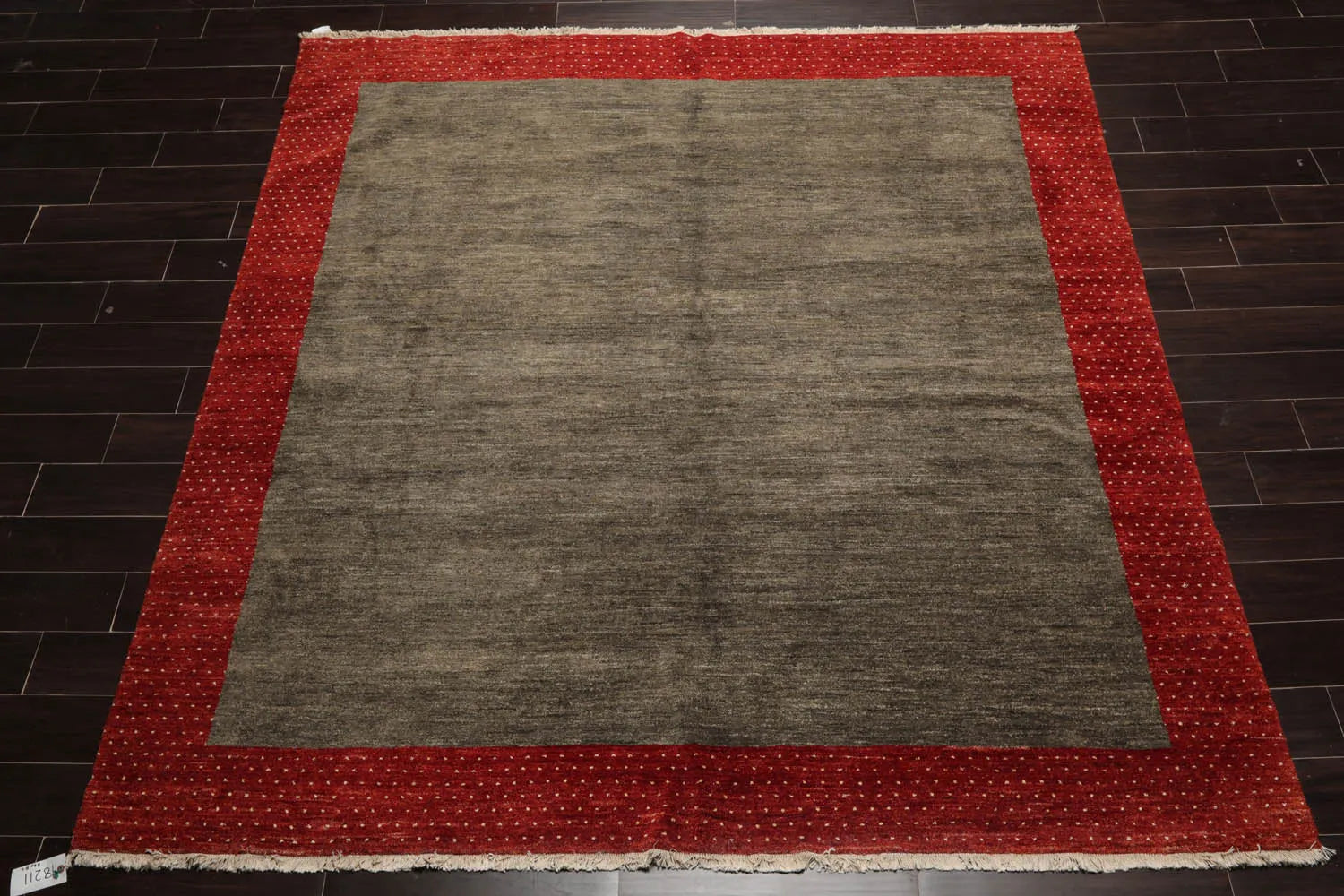 Square Mossy Gray,Rusty Red Hand Knotted Gabbeh 100% Wool Gabbeh Traditional  Oriental Area Rug-2