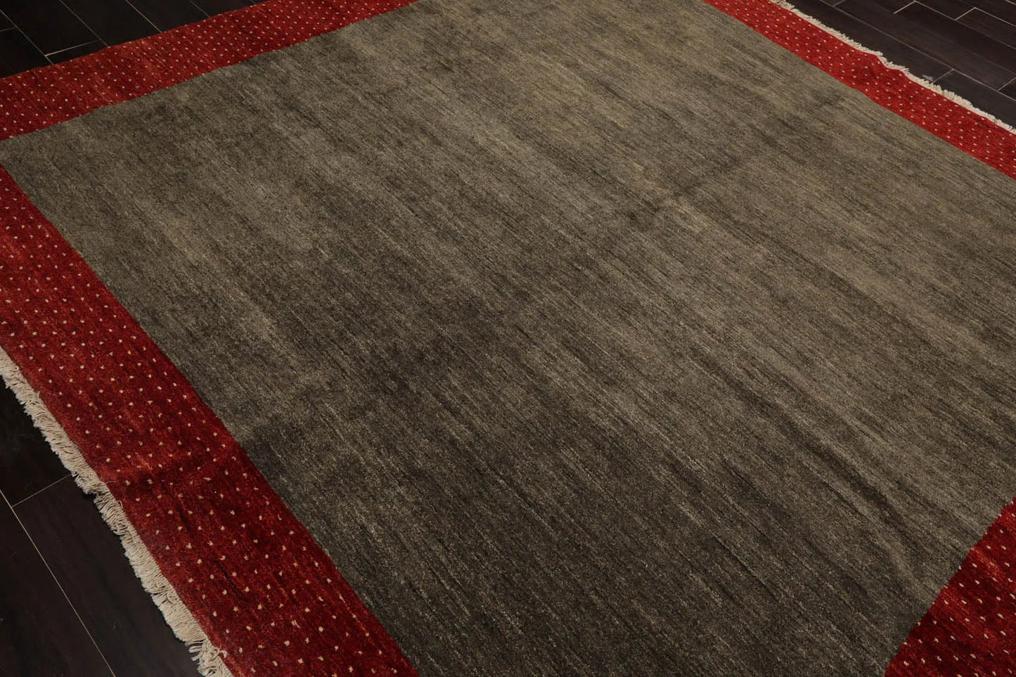 Square Mossy Gray,Rusty Red Hand Knotted Gabbeh 100% Wool Gabbeh Traditional  Oriental Area Rug-4