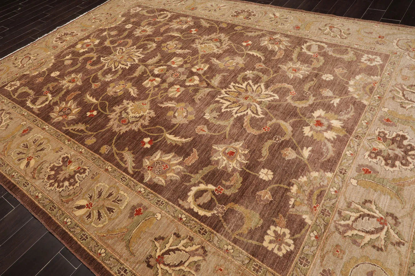 9x12 Brown,Tan Hand Knotted Persian 100% Wool Chobi Peshawar Traditional Oriental Area Rug-3
