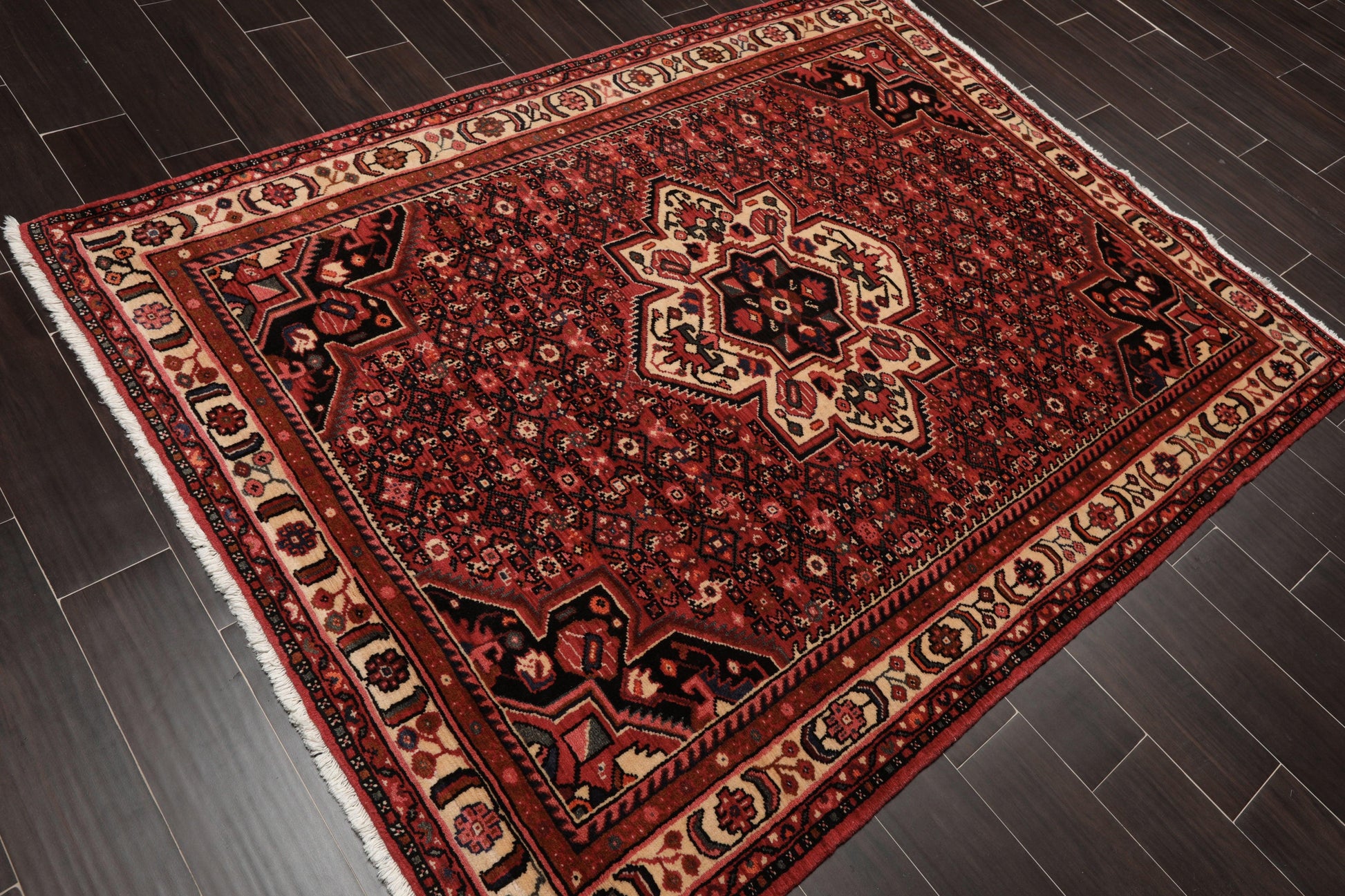 5'1" x 6'10" Hand Knotted 100% Wool Vegetable Dyes Oriental Area Rug Red-3